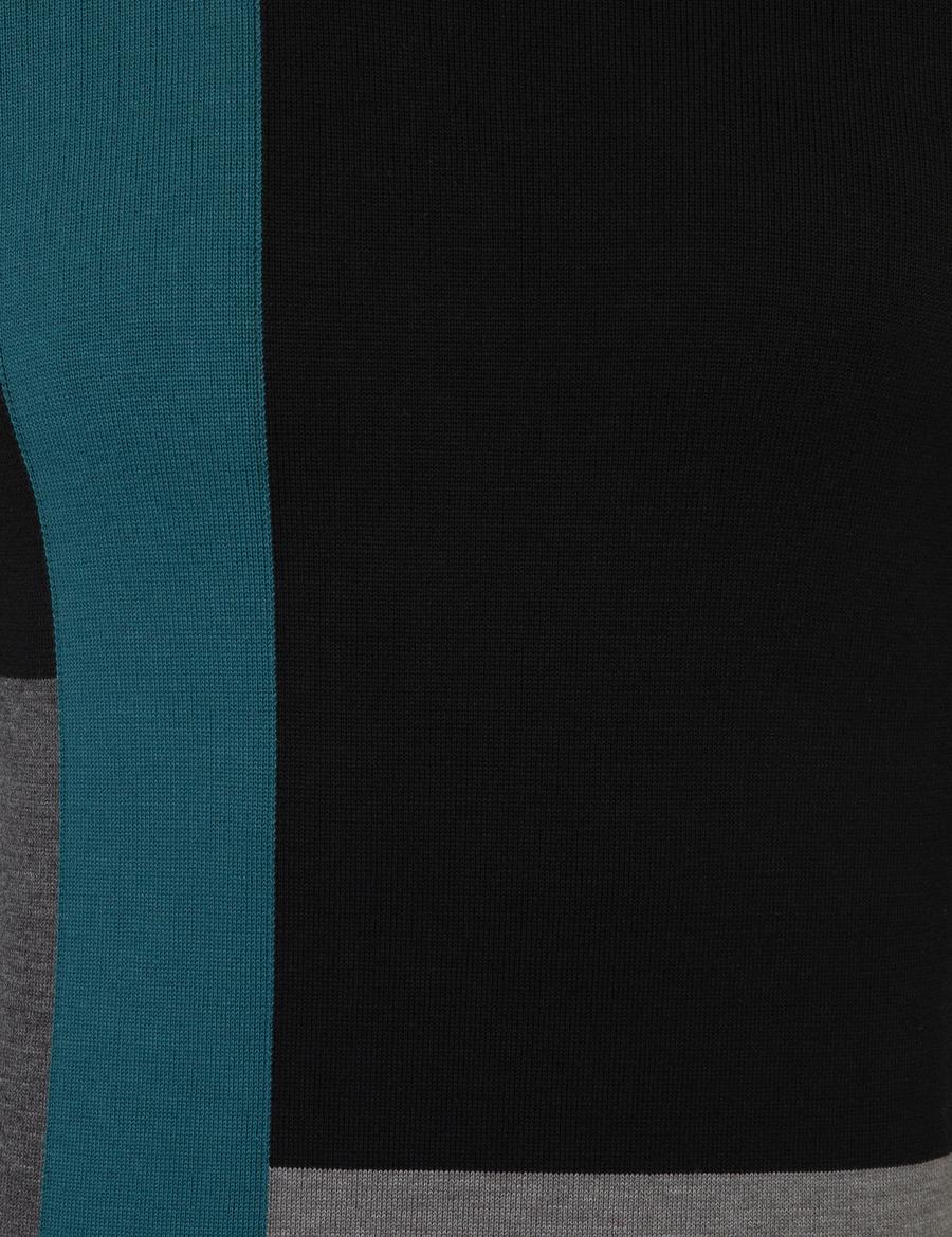 Siyah Slim Fit Bisiklet Yaka Triko Kazak