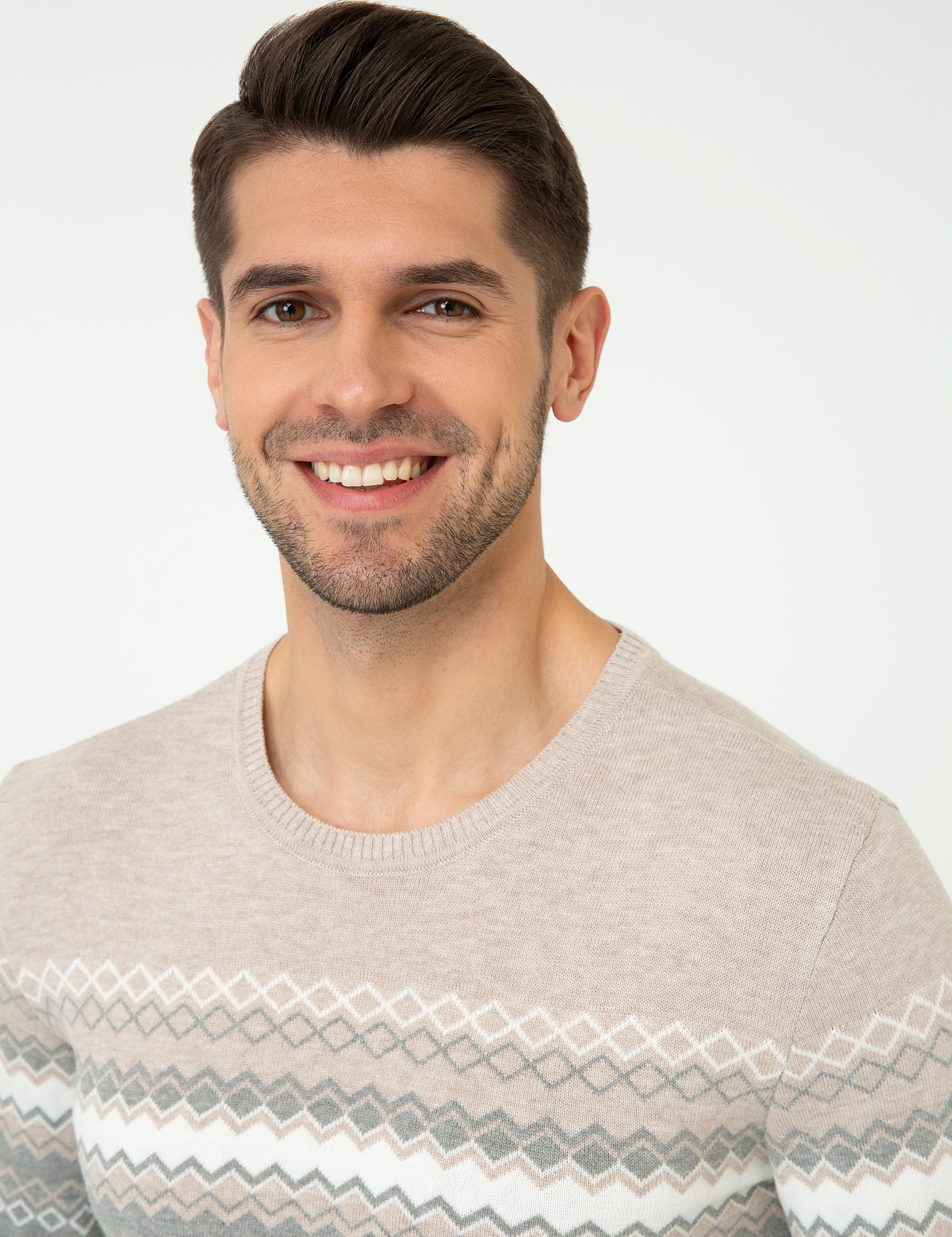 Açık Gri Melanj Slim Fit Fermuarlı Triko Hırka