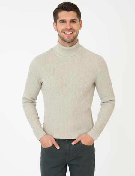 Kum Melanj Slim Fit Balıkçı Yaka Triko Kazak - 50241468033