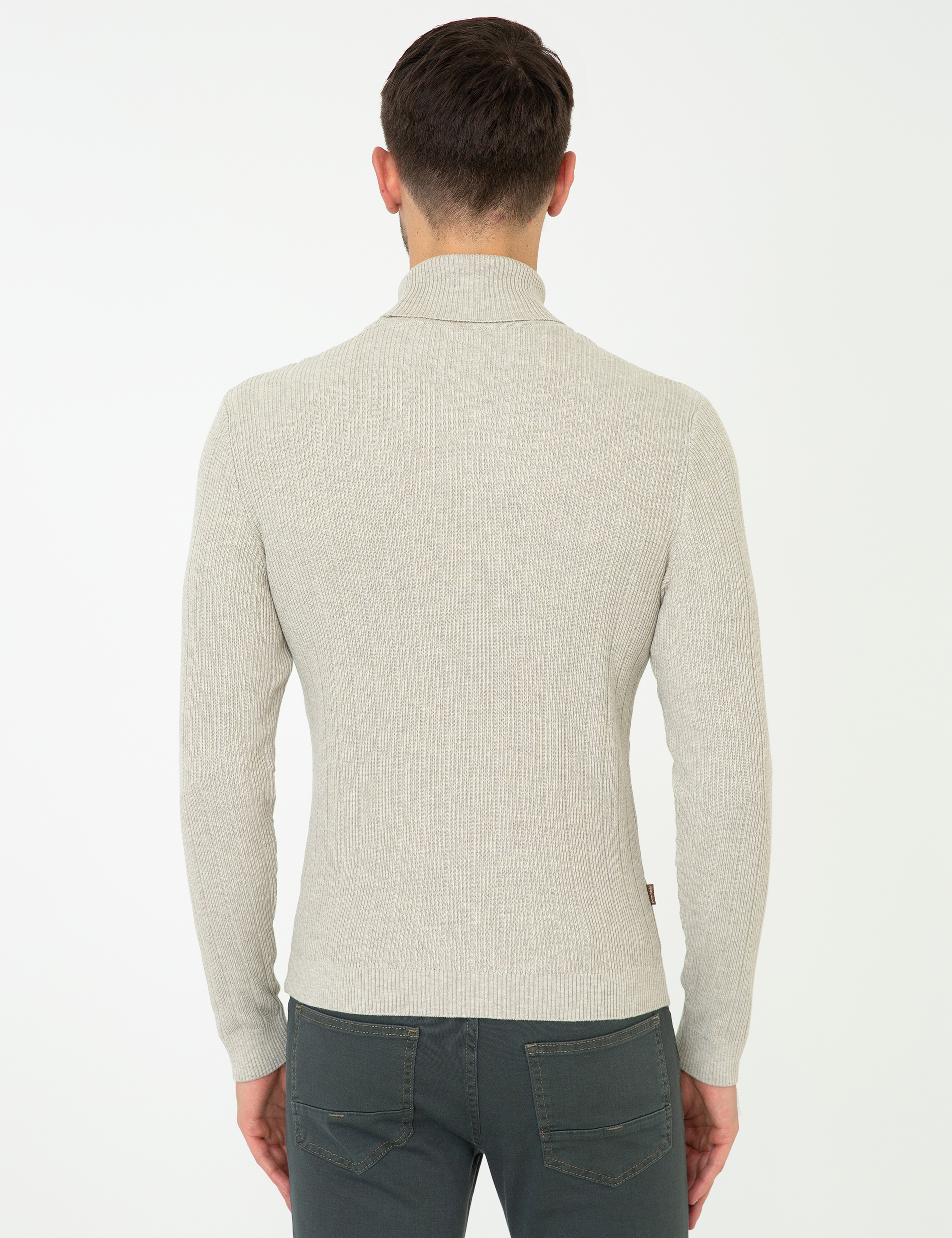 Kum Melanj Slim Fit Balıkçı Yaka Triko Kazak - Image 4