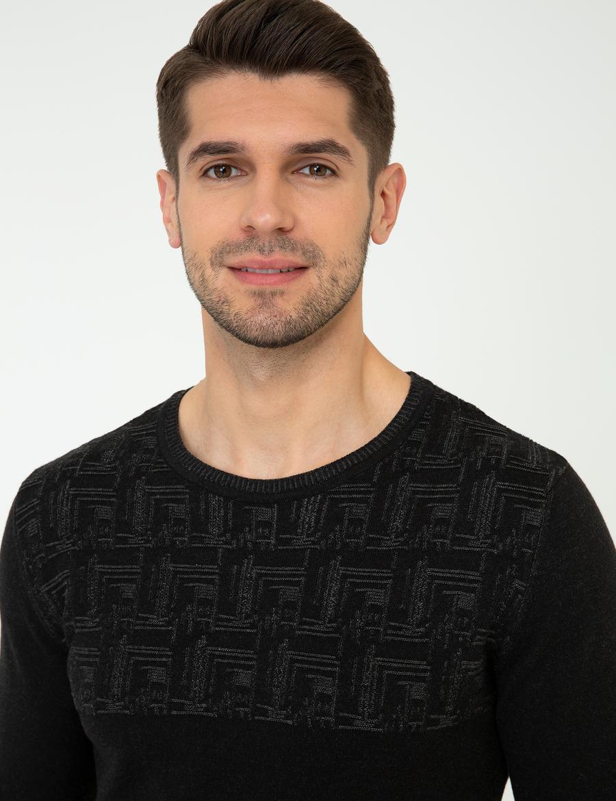 Siyah Slim Fit Kazak