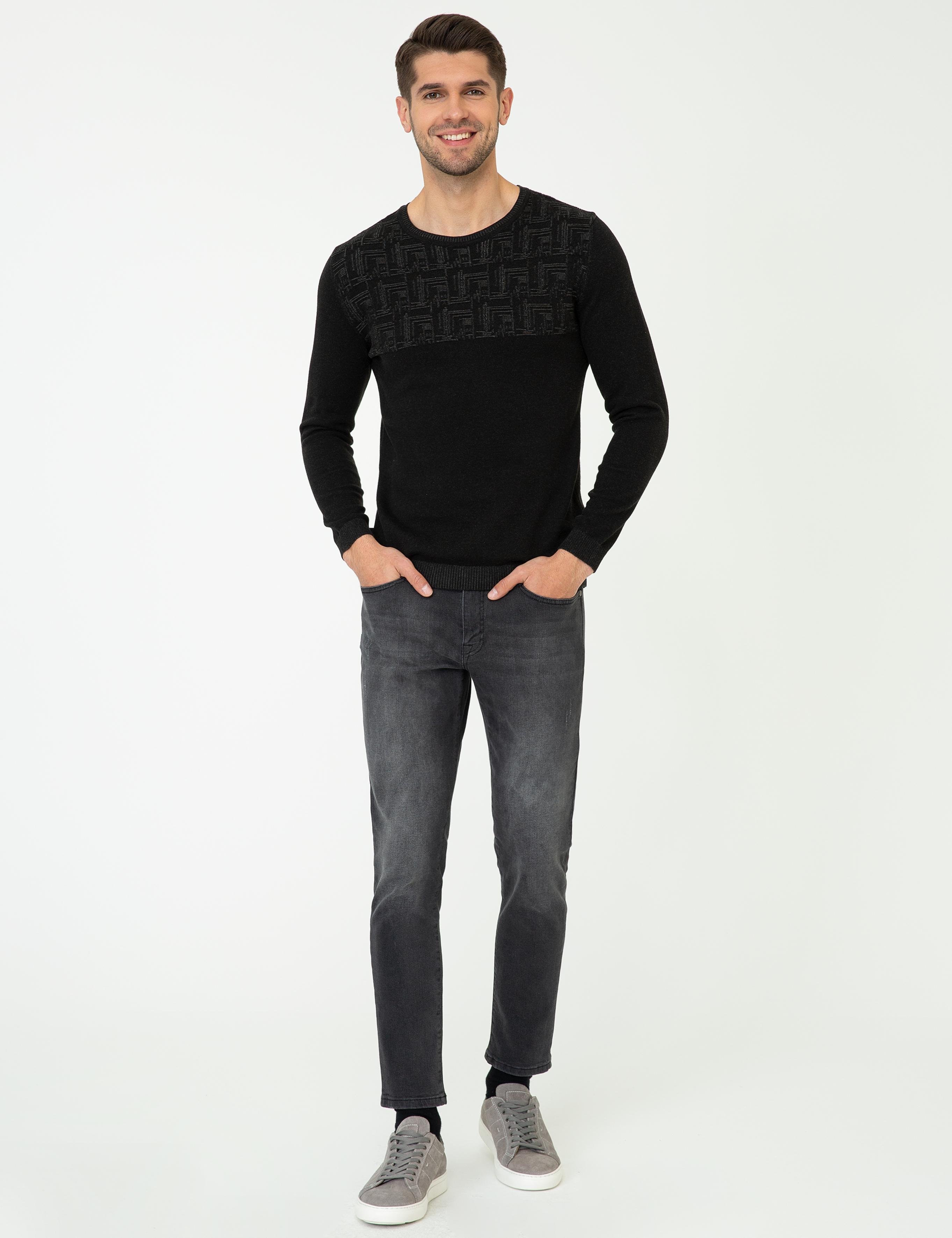 Siyah Slim Fit Kazak