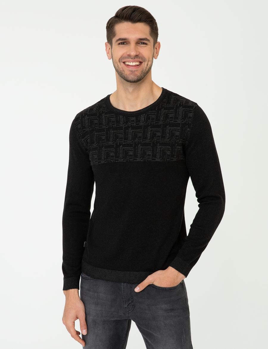 Siyah Slim Fit Kazak