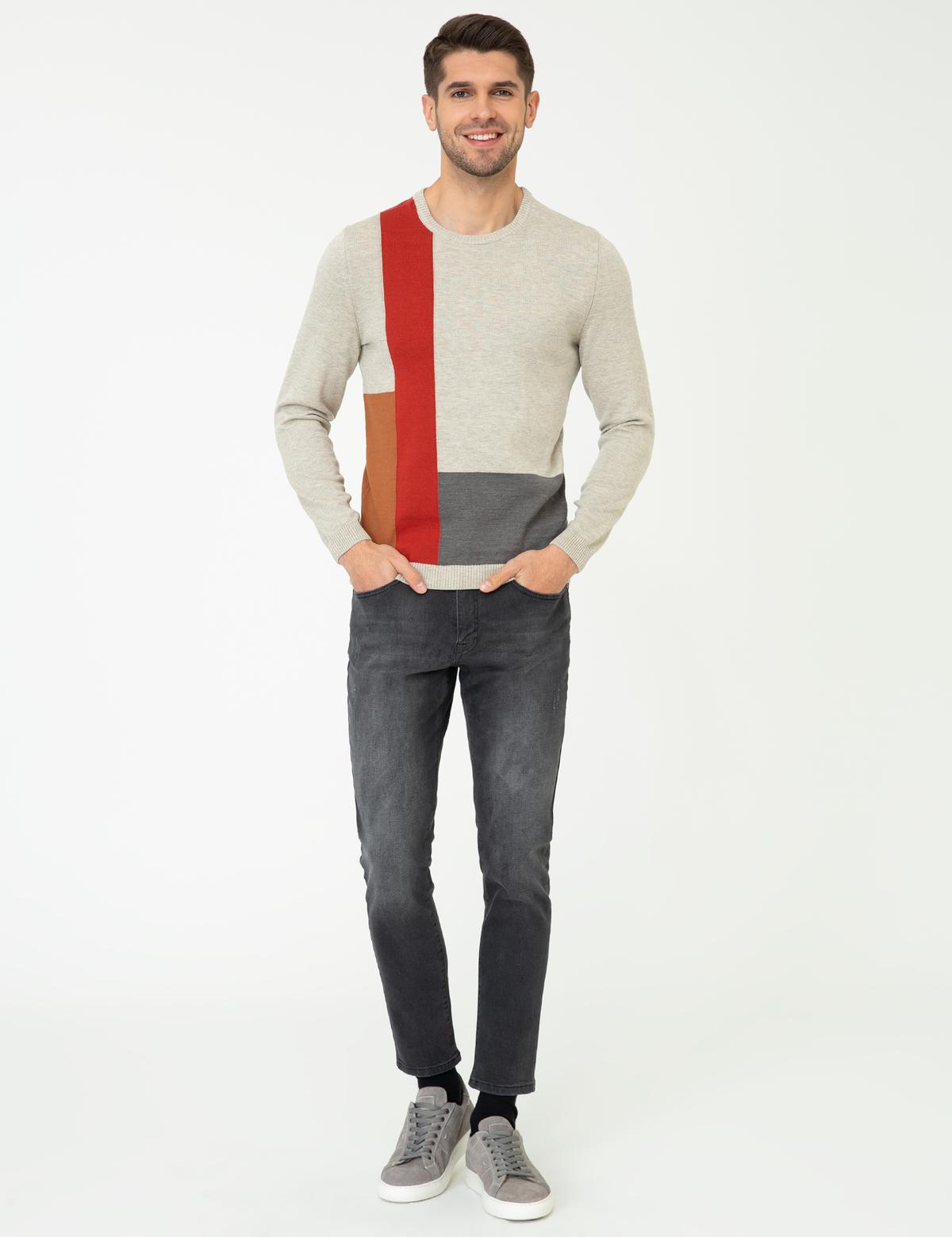 Kum Melanj Slim Fit Bisiklet Yaka Triko Kazak - 50240605028