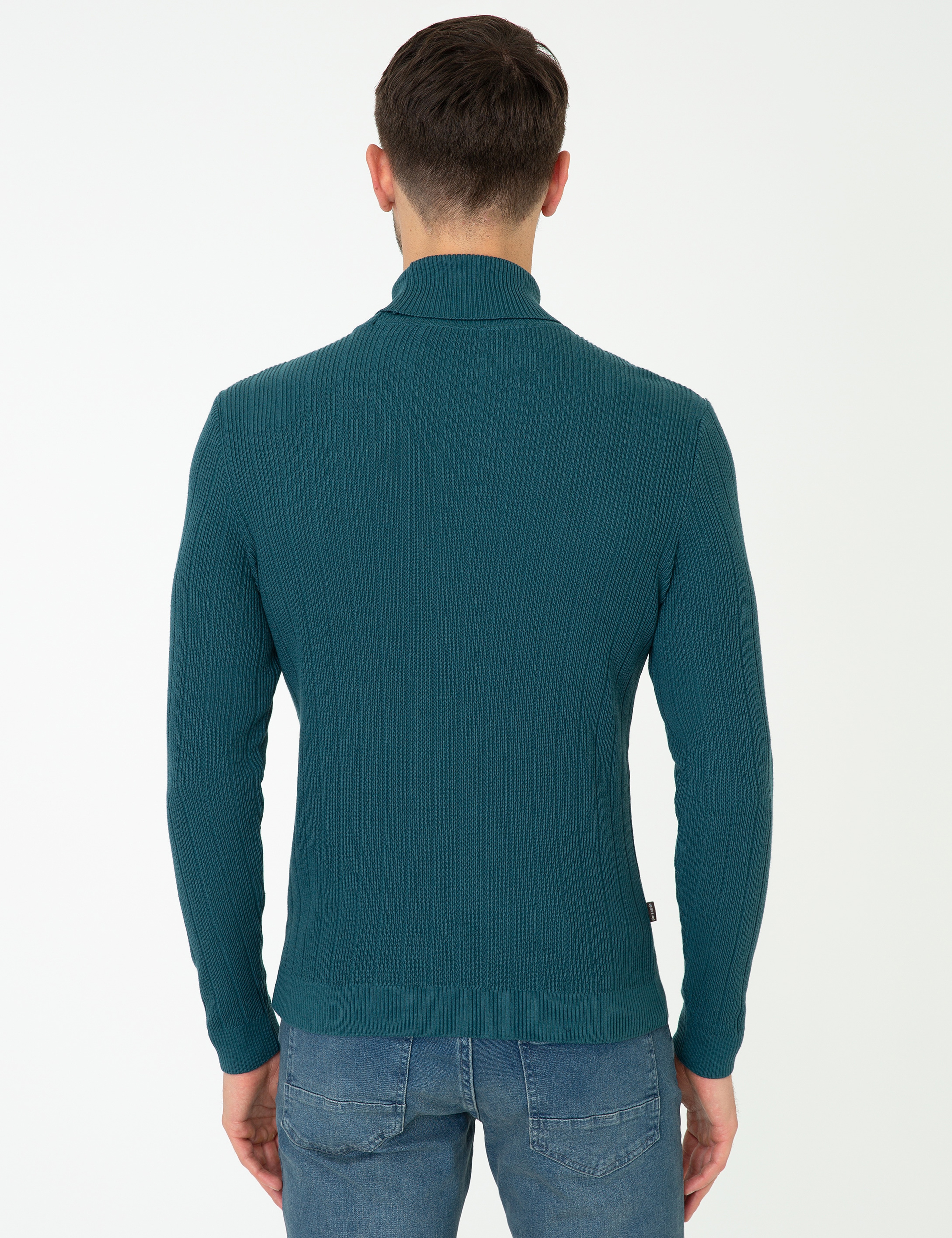 Mavi Slim Fit Balıkçı Yaka Triko Kazak - Image 4