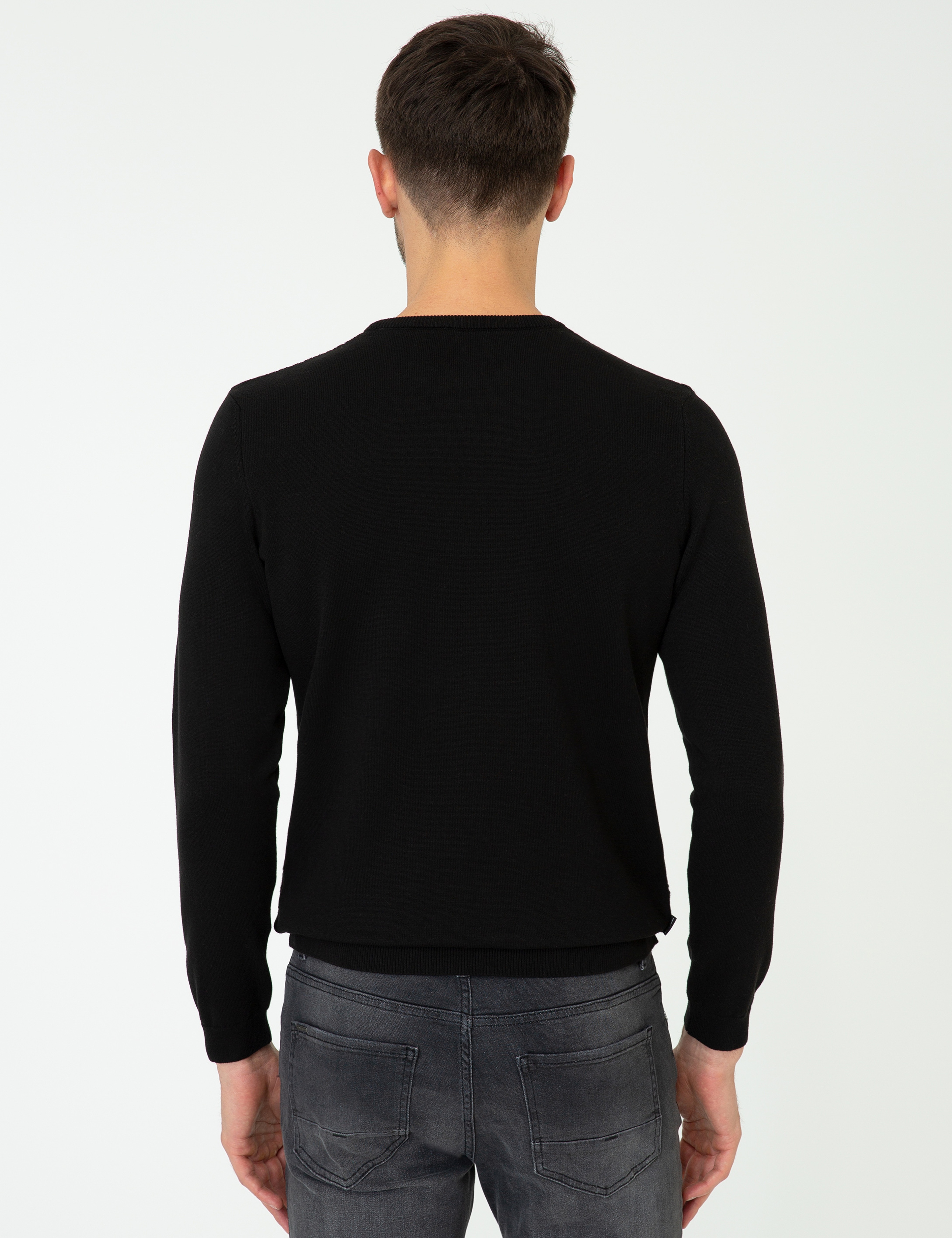 Siyah Slim Fit Kazak - Image 4