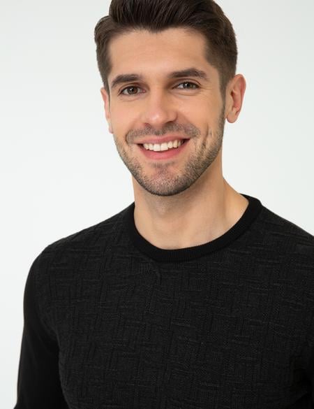 Siyah Slim Fit Kazak - 50241375009