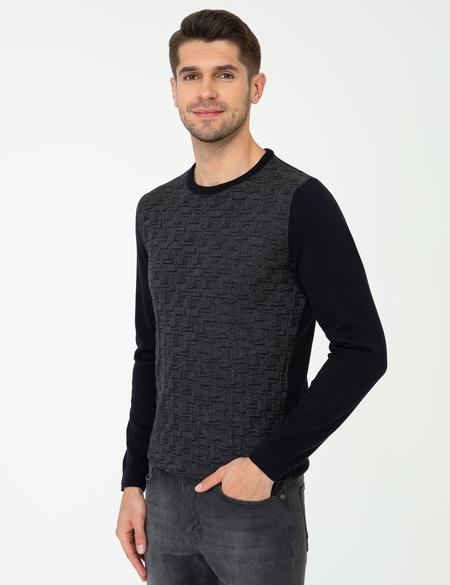 Lacivert Slim Fit Bisiklet Yaka Triko Kazak - 50241375023