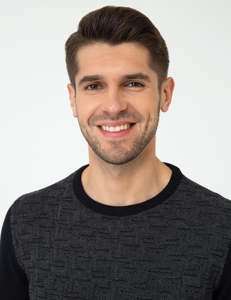 Lacivert Slim Fit Bisiklet Yaka Triko Kazak - 50241375023