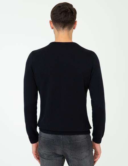 Lacivert Slim Fit Bisiklet Yaka Triko Kazak - 50241375023