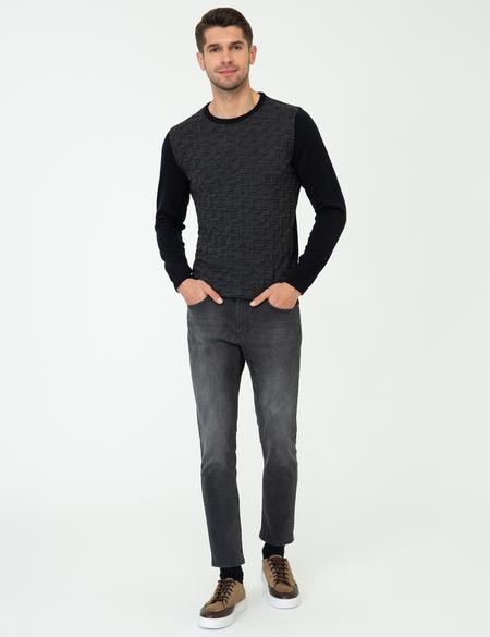 Lacivert Slim Fit Bisiklet Yaka Triko Kazak - 50241375023