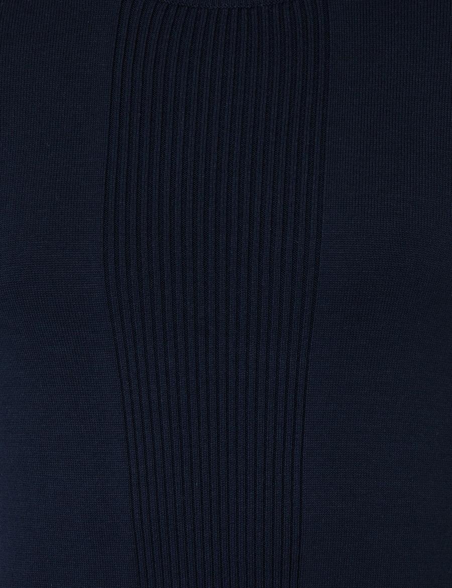 Lacivert Slim Fit Bisiklet Yaka Triko Kazak