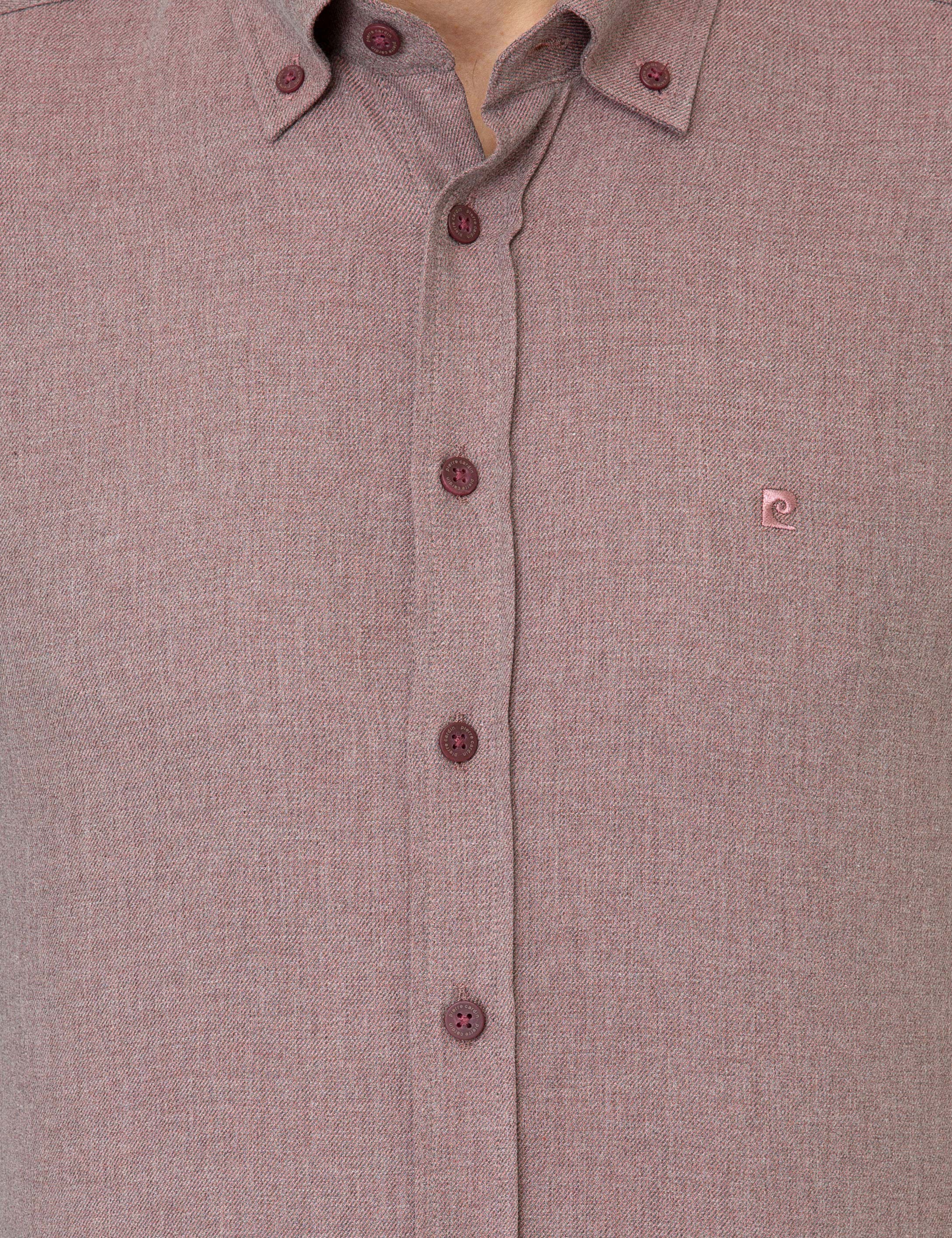 Bordo Slim Fit Uzun Kollu Gömlek - Image 5