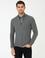 Gri Melanj Slim Fit Balıkçı Yaka Triko Hırka