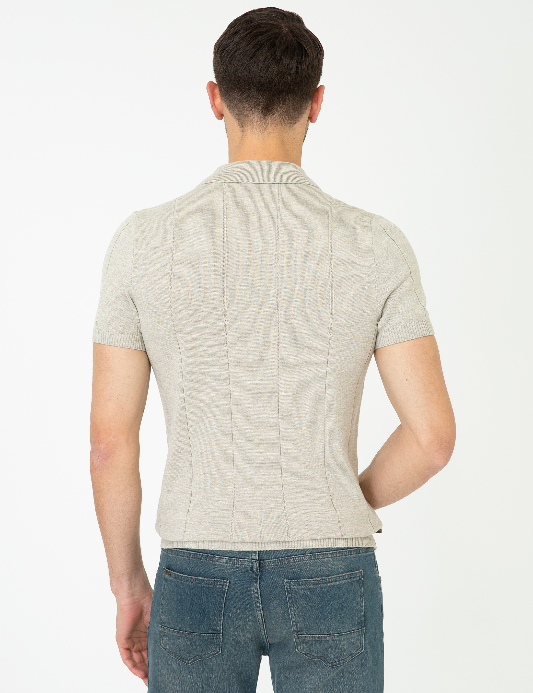 Kum Melanj Slim Fit Polo Yaka Triko Tişört - Image 3