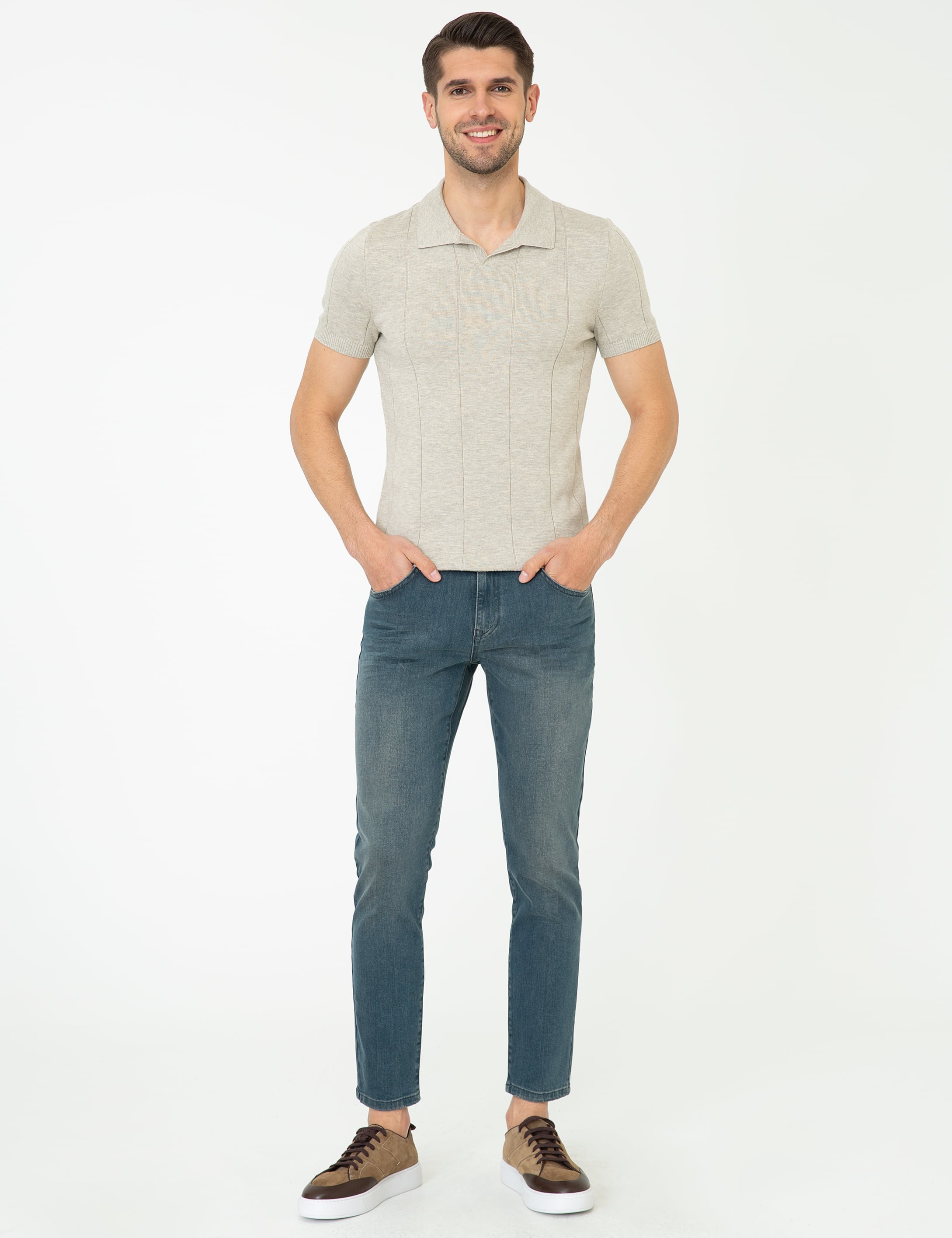 Kum Melanj Slim Fit Polo Yaka Triko Tişört