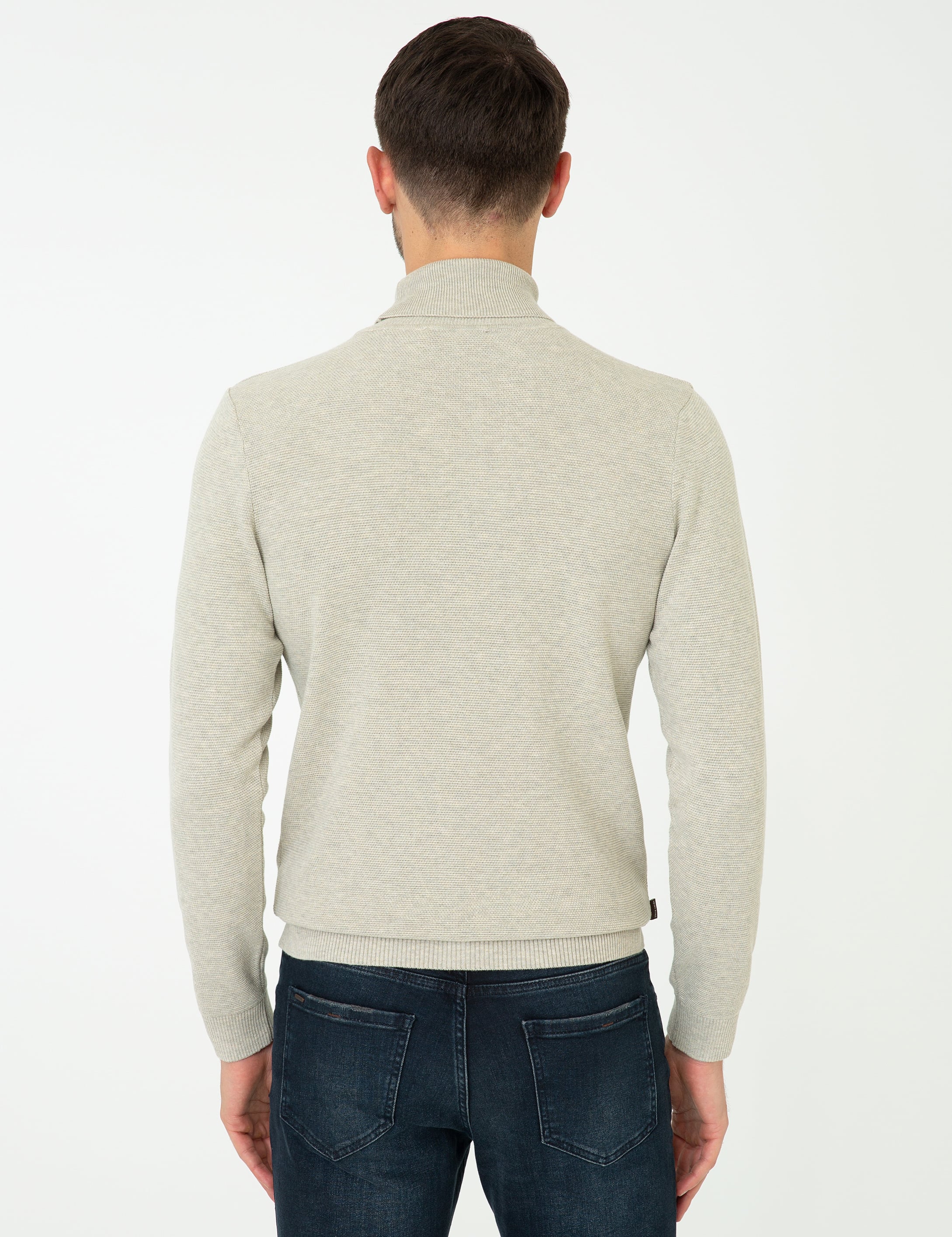 Kum Melanj Slim Fit Balıkçı Yaka Triko Kazak - Image 4