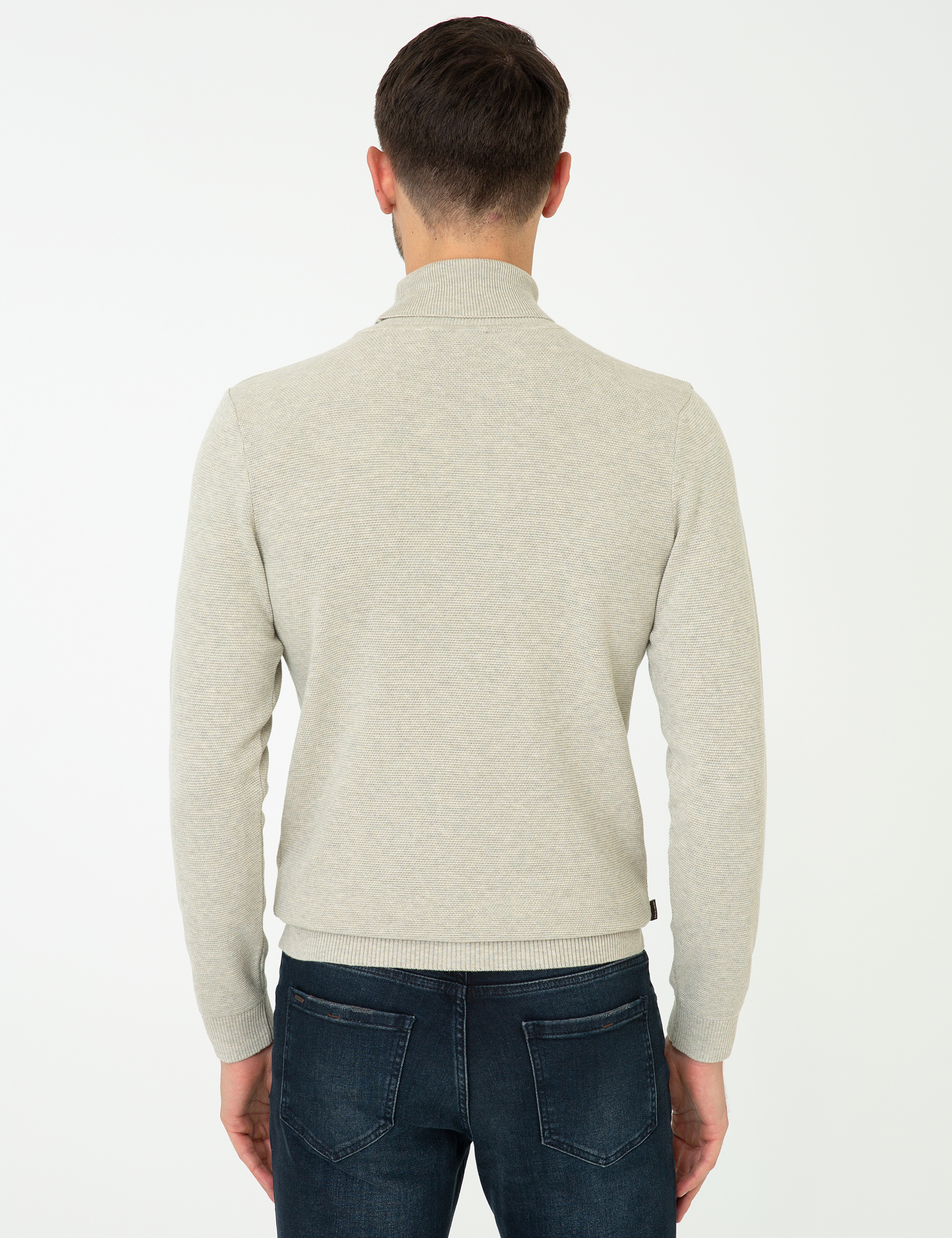 Kum Melanj Slim Fit Balıkçı Yaka Triko Kazak