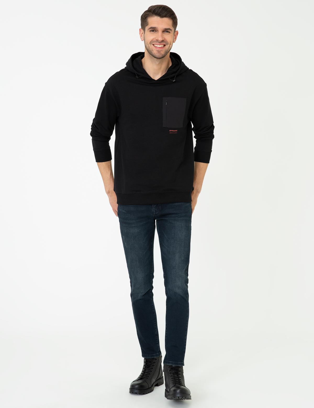 Siyah Comfort Fit Sweatshirt - 50240100045