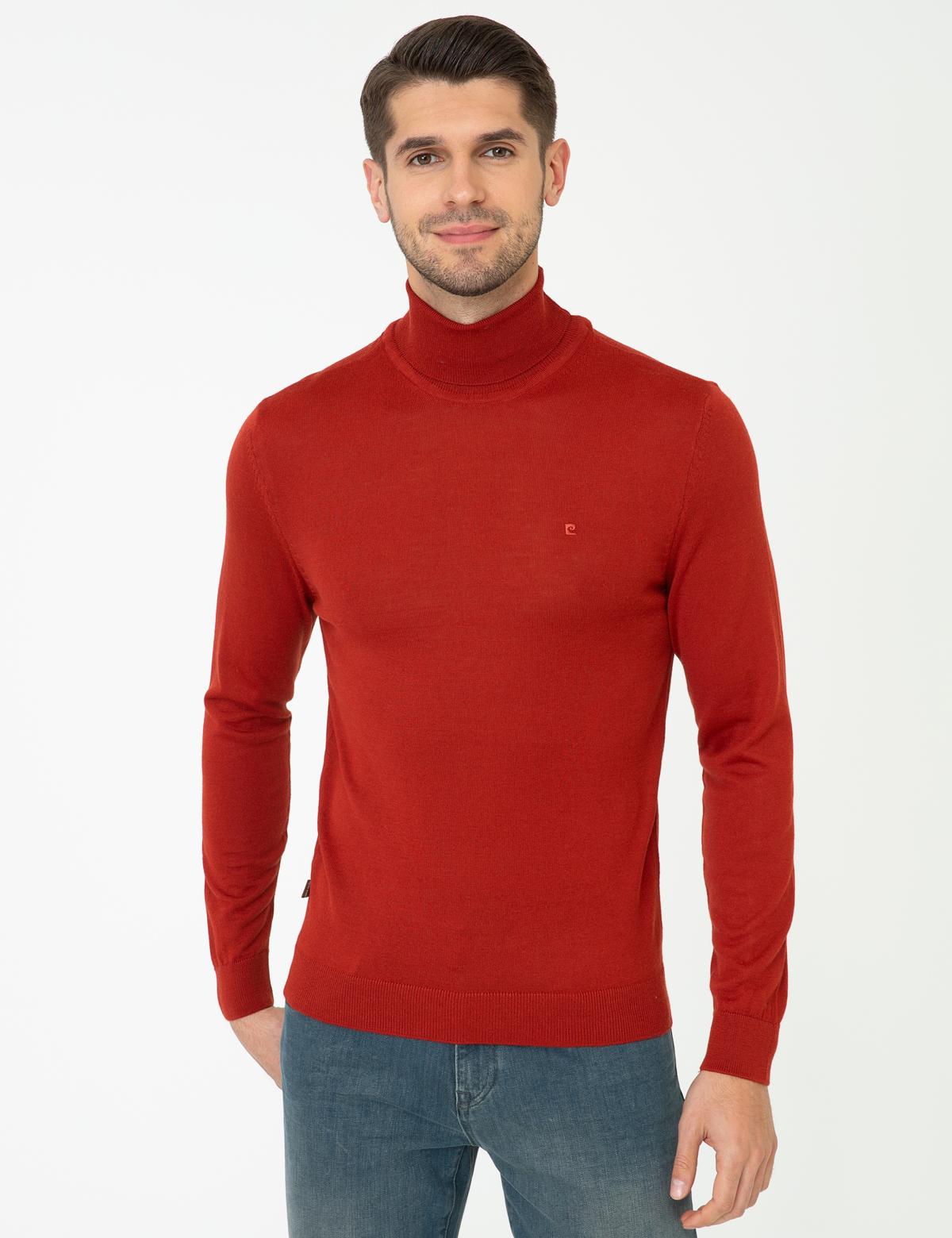 Kiremit Regular Fit Balıkçı Yaka Yün Karışımlı Basic Triko Kazak - 50237702014