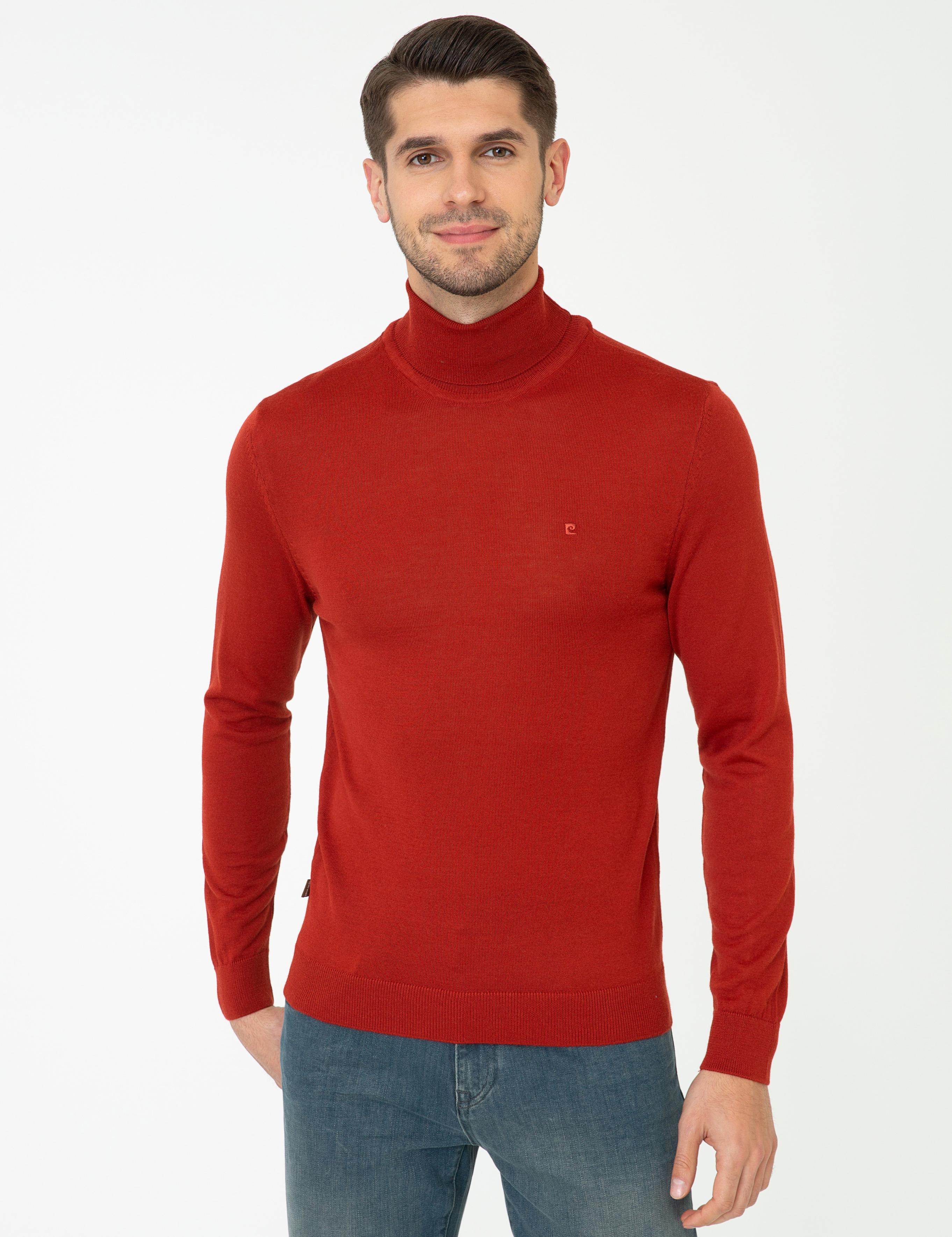 Kiremit Regular Fit Balıkçı Yaka Yün Karışımlı Basic Triko Kazak