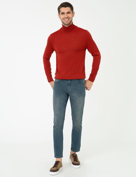 Kiremit Regular Fit Balıkçı Yaka Yün Karışımlı Basic Triko Kazak - 50237702014