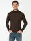 Kahverengi Regular Fit Balıkçı Yaka Yün Karışımlı Basic Triko Kazak
