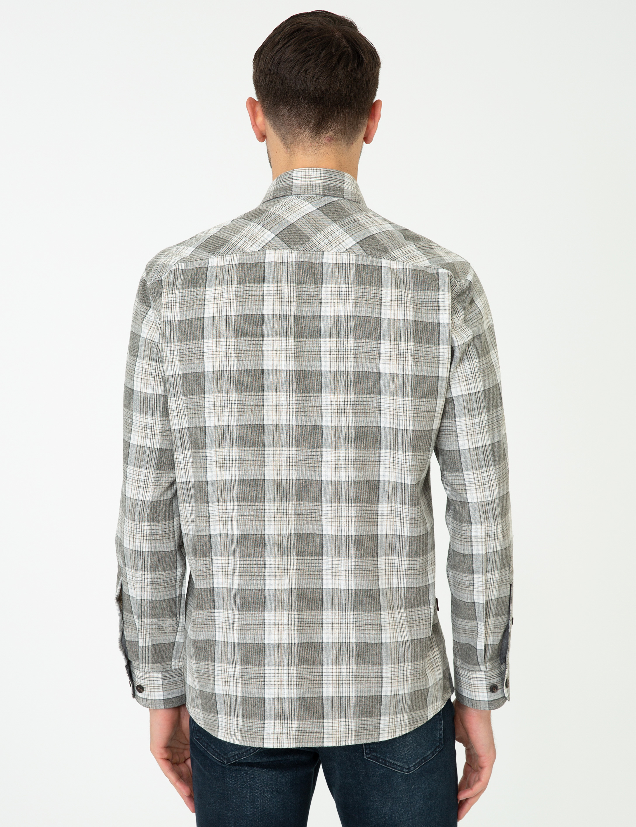 Gri Regular Fit Uzun Kollu Gömlek - Image 3