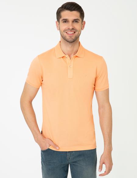 Açık Somon Slim Fit Polo Yaka Merserize Tişört - 50249879136
