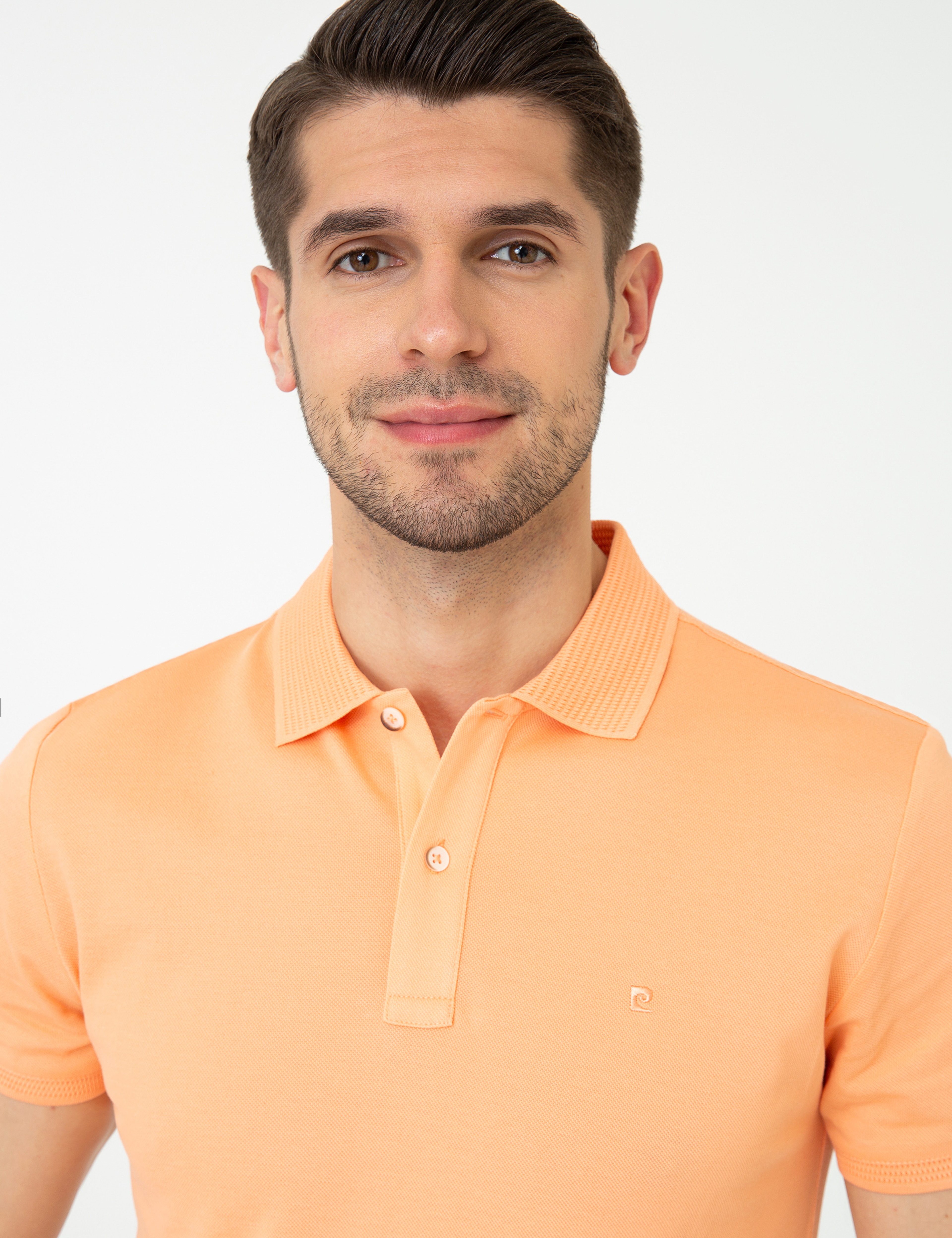Açık Somon Slim Fit Polo Yaka Merserize Tişört - Image 2