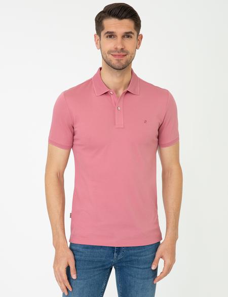 Pembe Slim Fit Polo Yaka Merserize Tişört - 50249879148