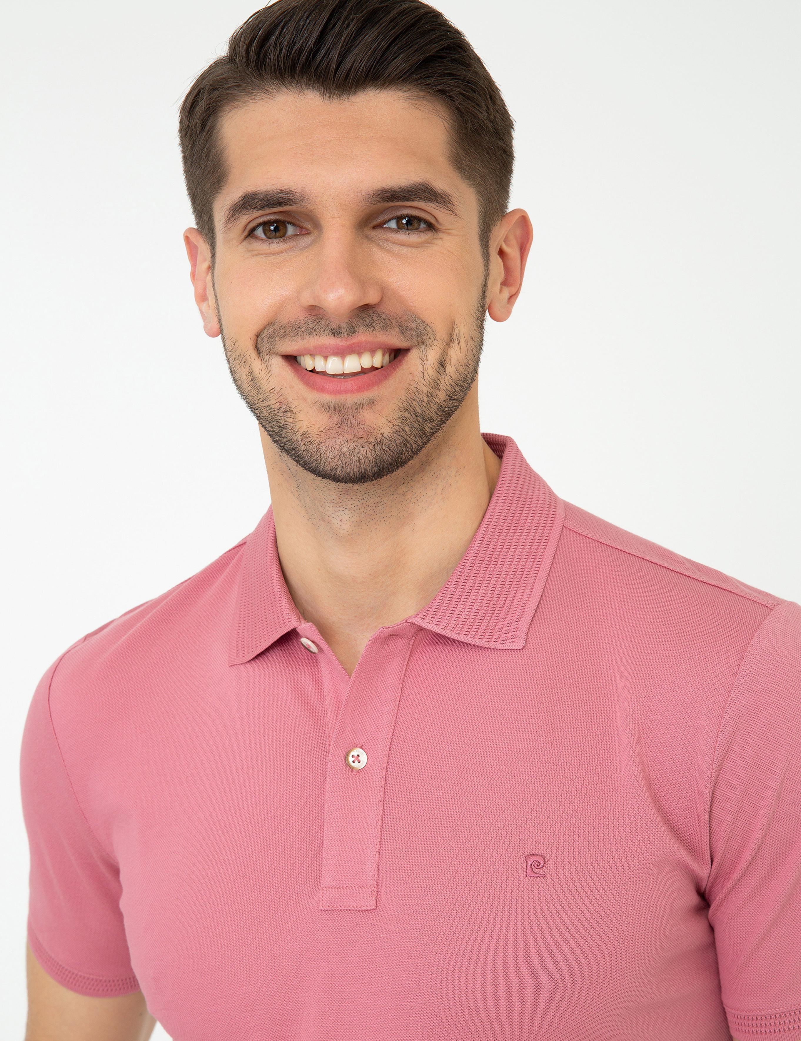 Pembe Slim Fit Polo Yaka Merserize Tişört