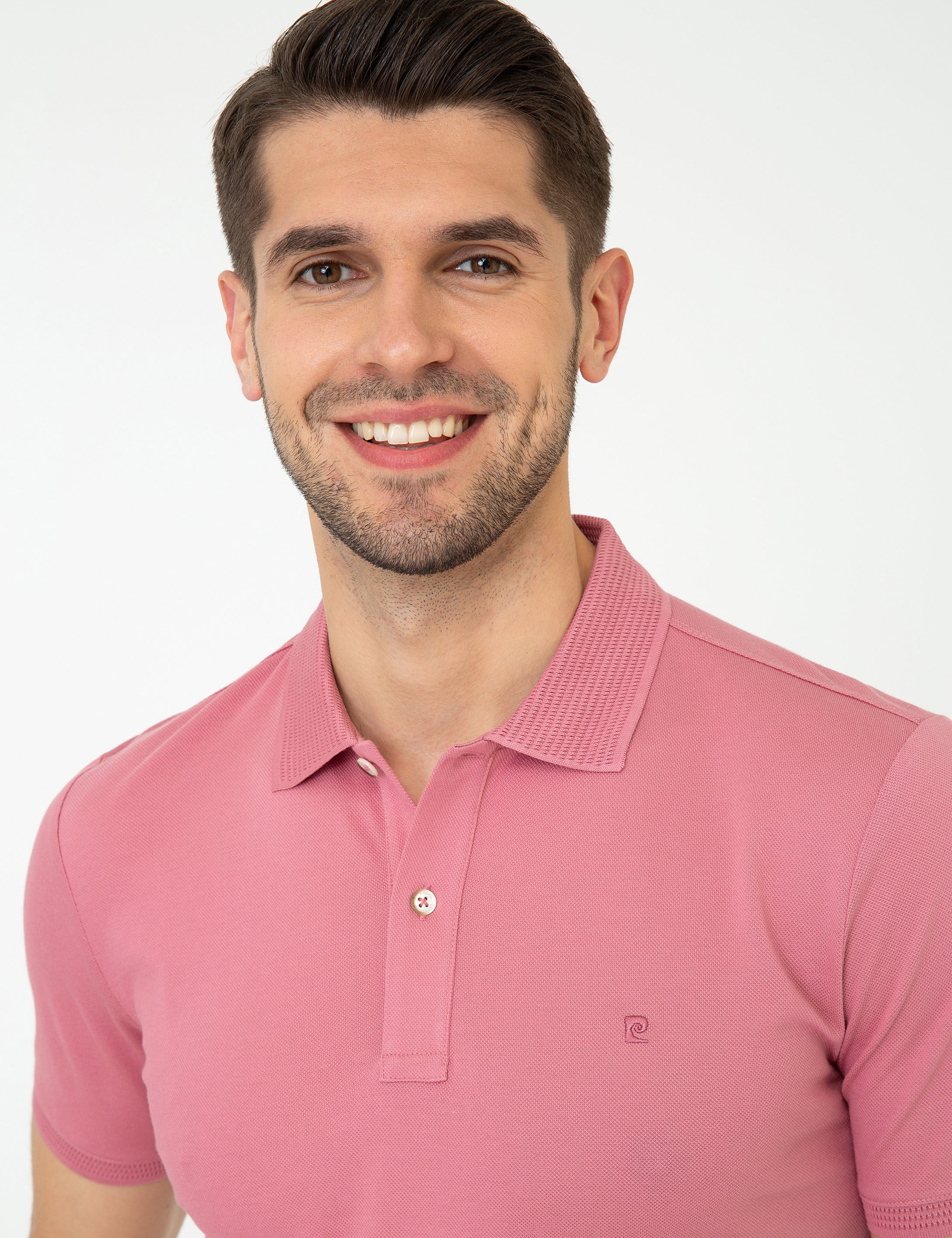 Pembe Slim Fit Polo Yaka Merserize Tişört