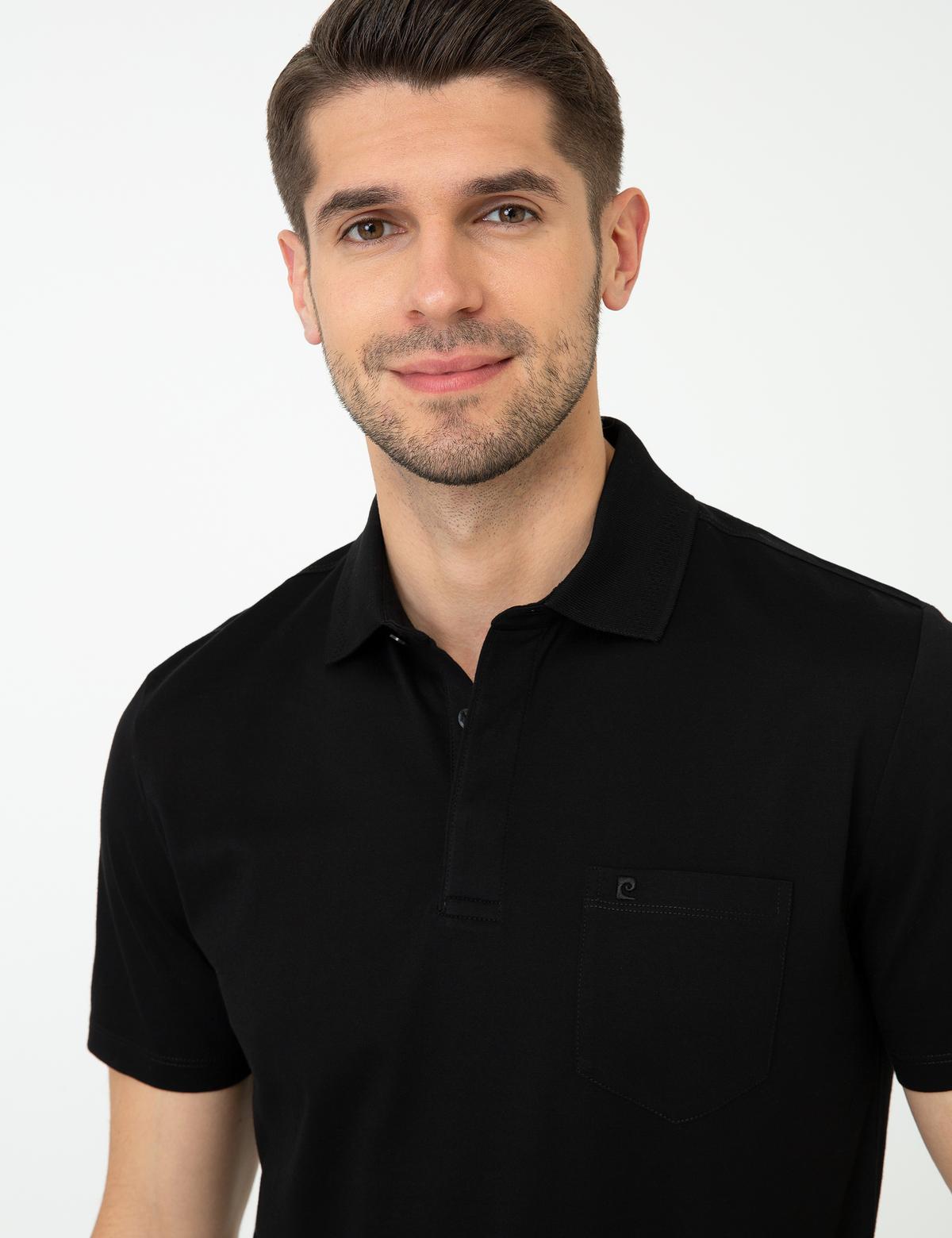 Siyah Regular Fit Polo Yaka Merserize Tişört - 50249893019