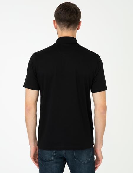 Siyah Regular Fit Polo Yaka Merserize Tişört - 50249893019