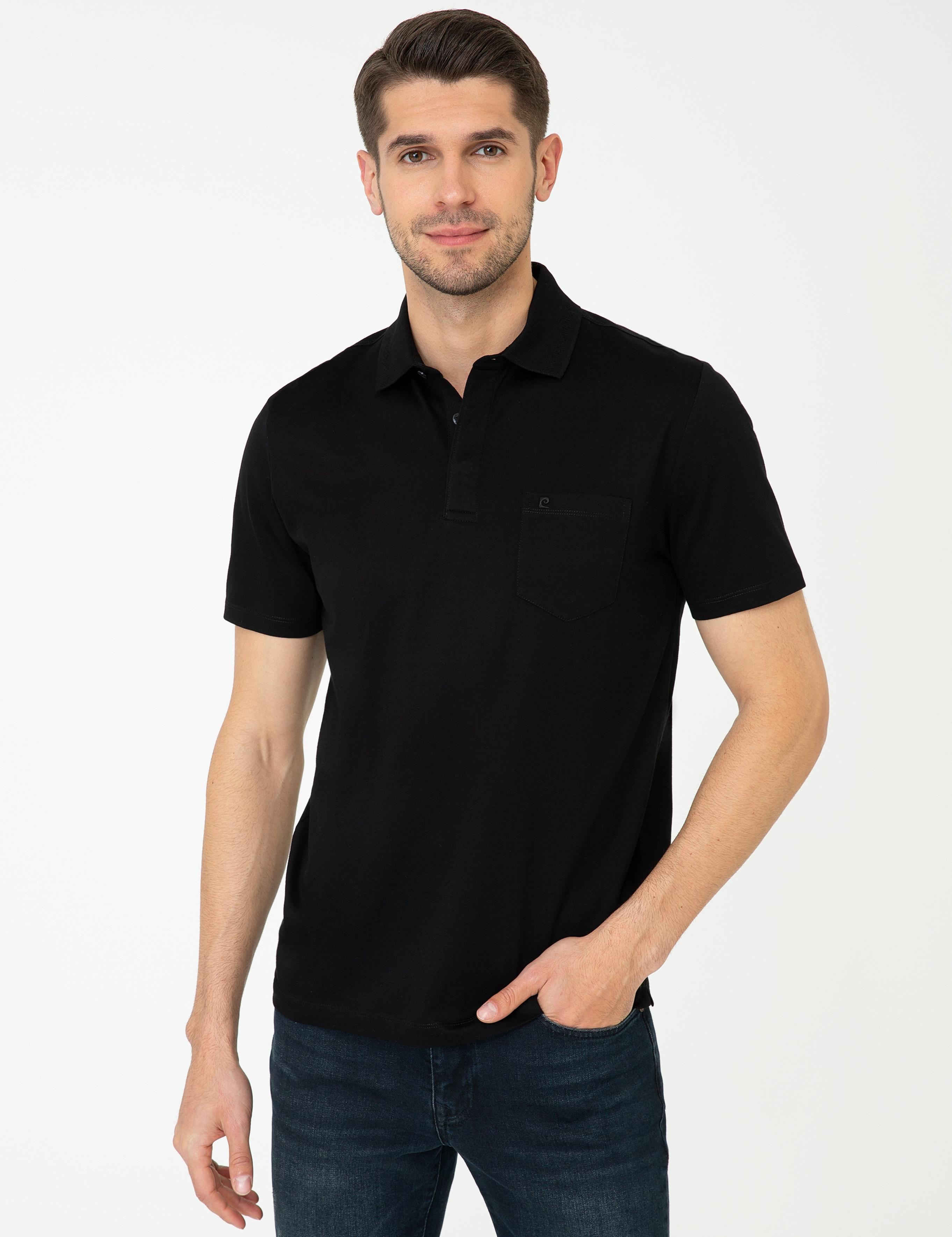 Siyah Regular Fit Polo Yaka Merserize Tişört