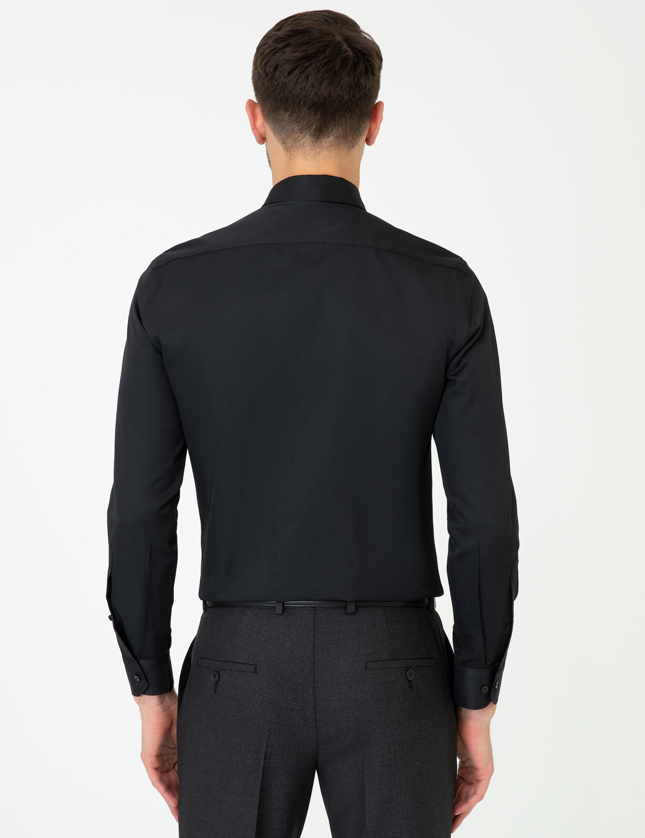 Pierre Cardin Siyah Slim Fit Uzun Kollu Klasik Gömlek görsel 3
