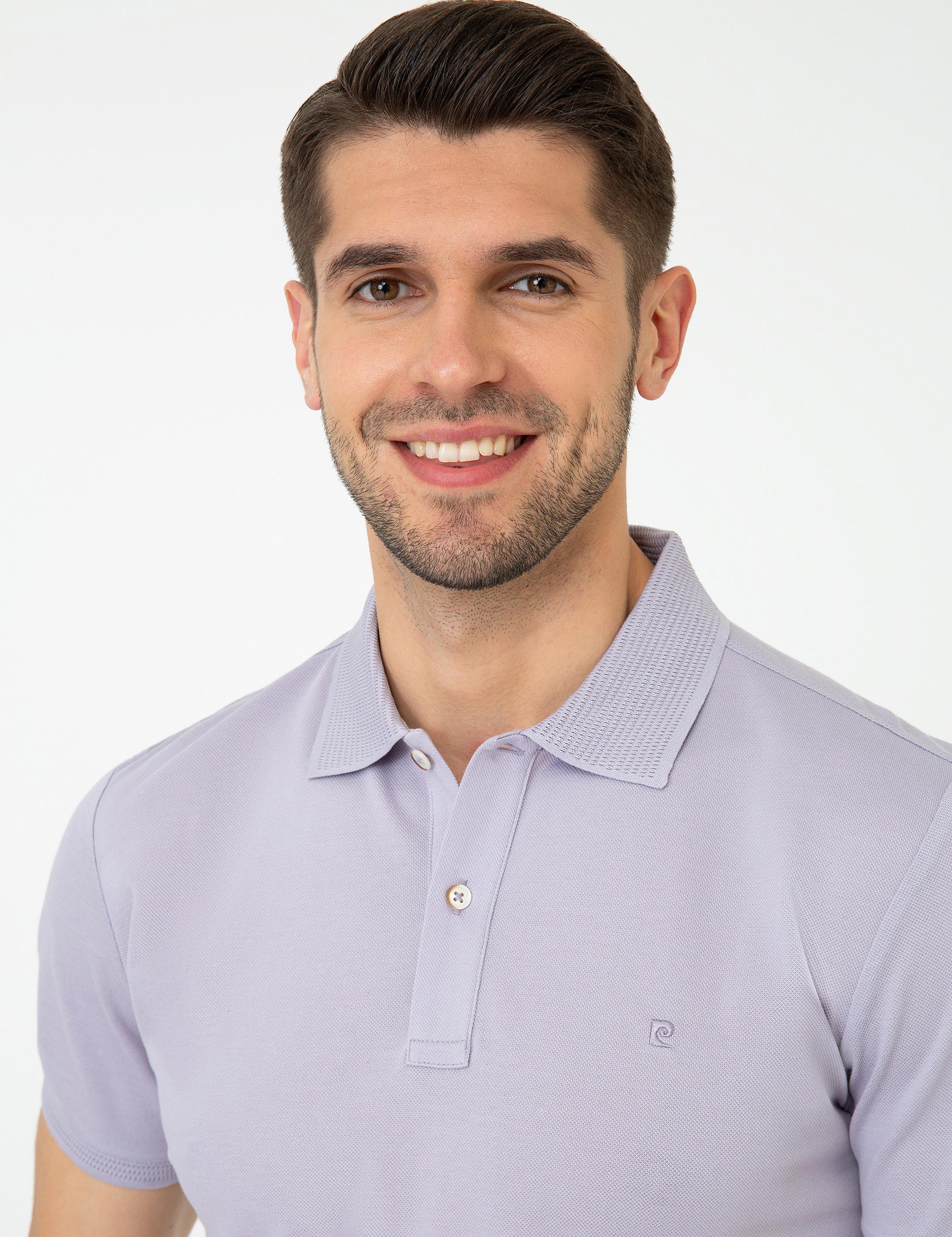 Lila Slim Fit Polo Yaka Basic T-Shirt