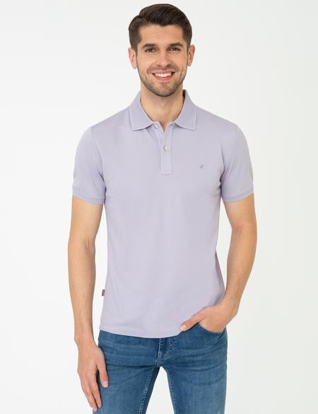 Lila Slim Fit Polo Yaka Basic T-Shirt - 50249879217