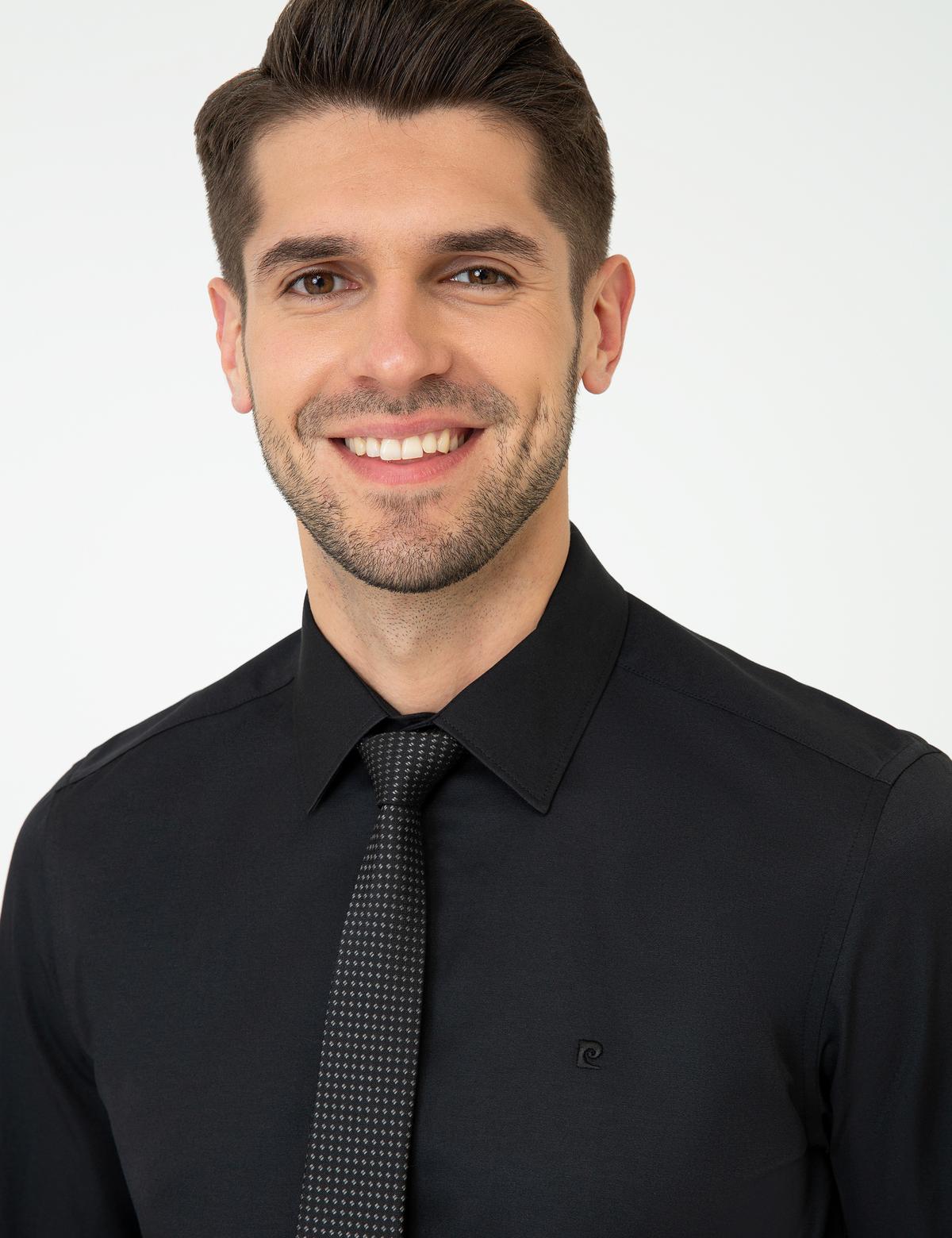 Siyah Slim Fit Uzun Kollu Klasik Gömlek - 50243306024