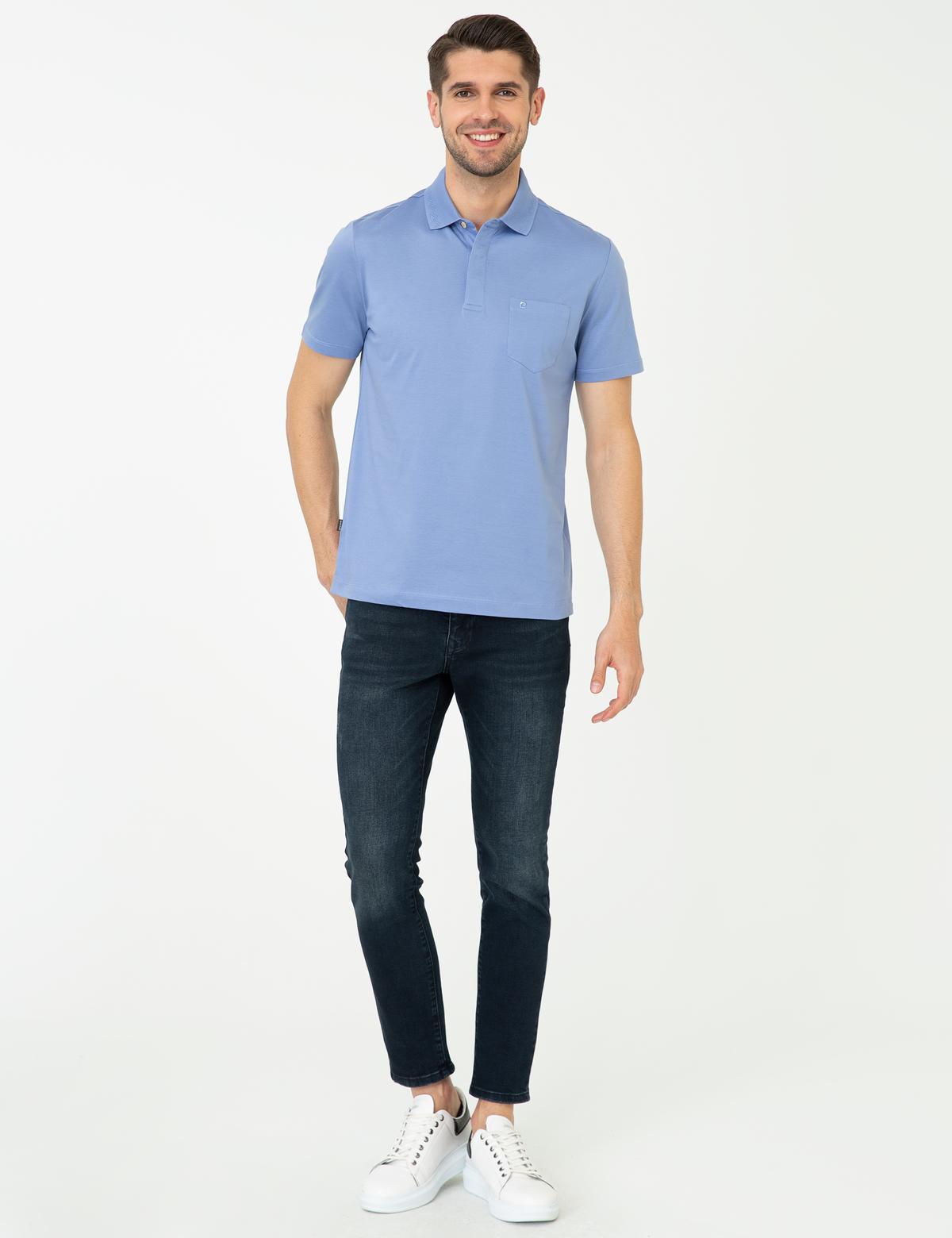 Koyu Mavi Regular Fit Polo Yaka Merserize Tişört - 50249893093