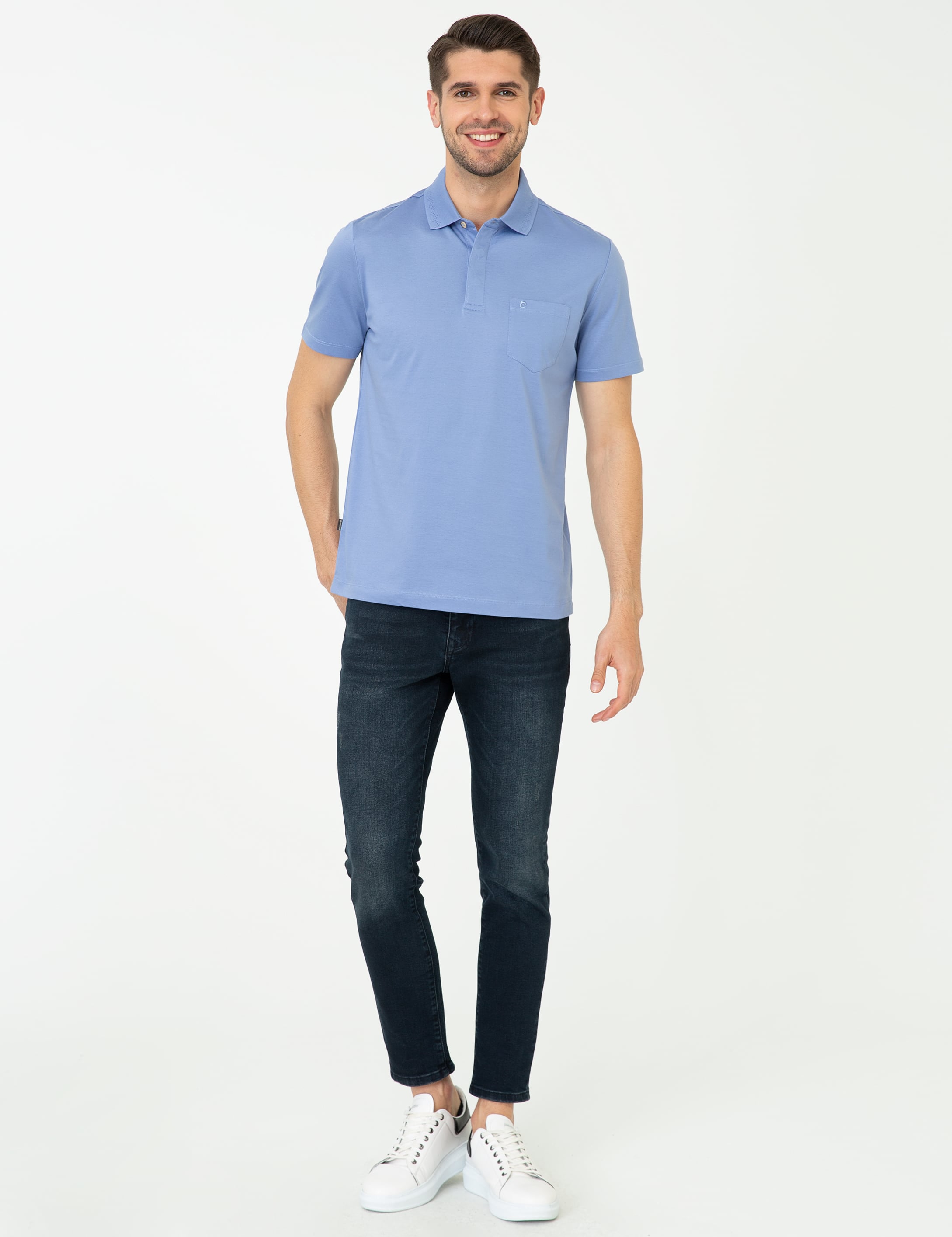 Koyu Mavi Regular Fit Polo Yaka Merserize Tişört