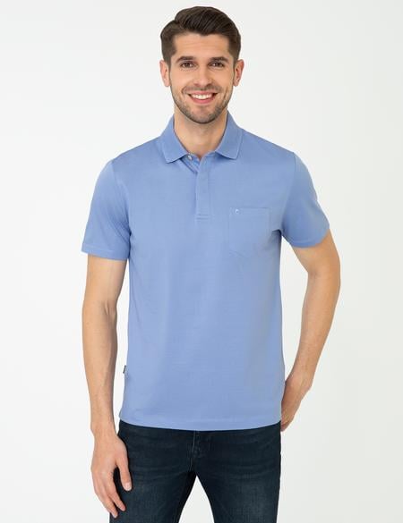Koyu Mavi Regular Fit Polo Yaka Merserize Tişört - 50249893093