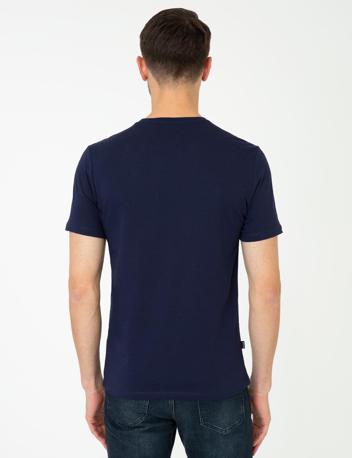 Lacivert Slim Fit Bisiklet Yaka Basic Tişört - 50252189023