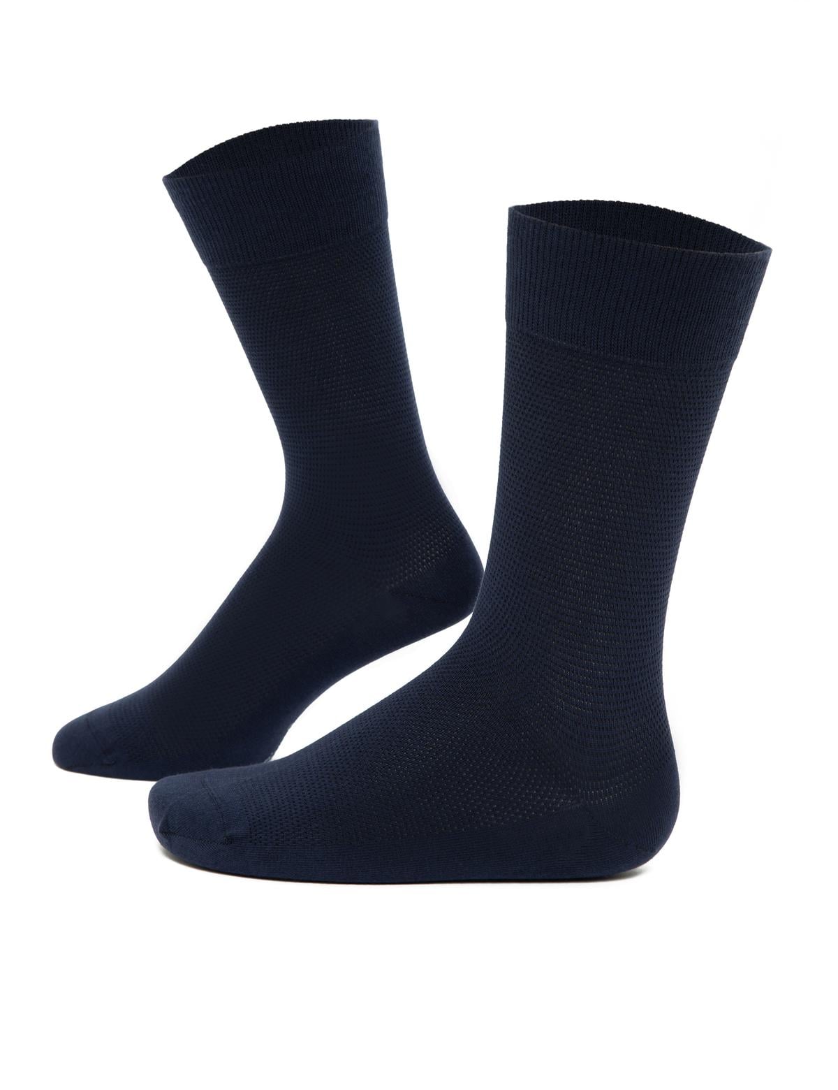 Erkek Lacivert Düz Soket Çorap