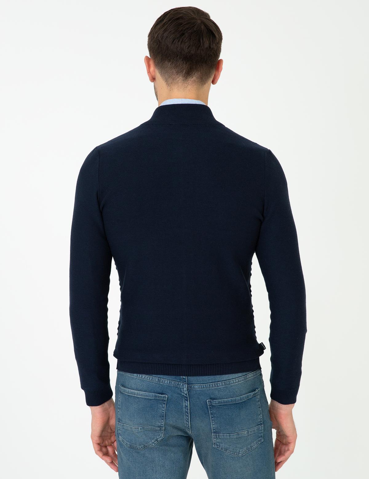 Lacivert Slim Fit Triko Hırka - 50248510009