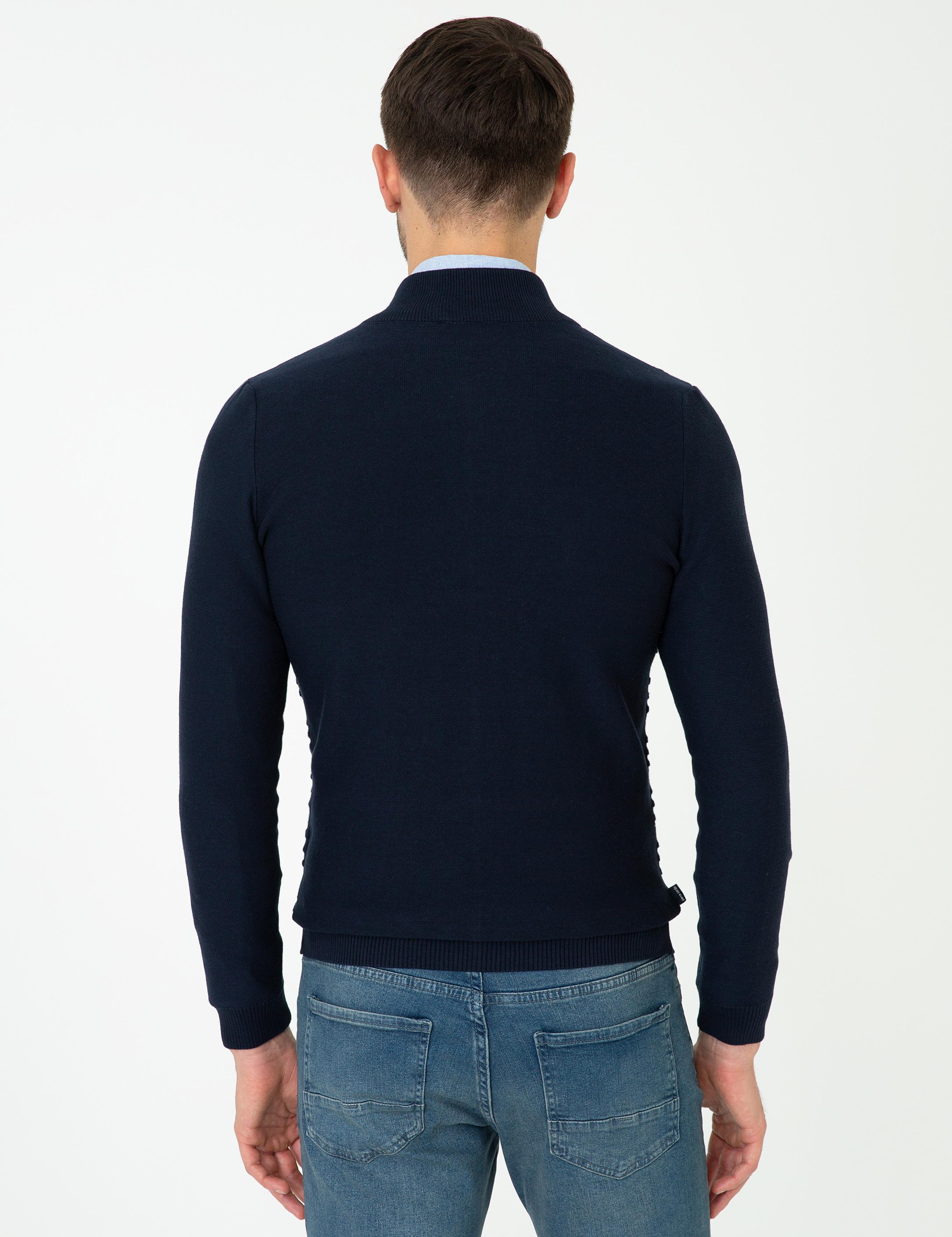 Lacivert Slim Fit Triko Hırka