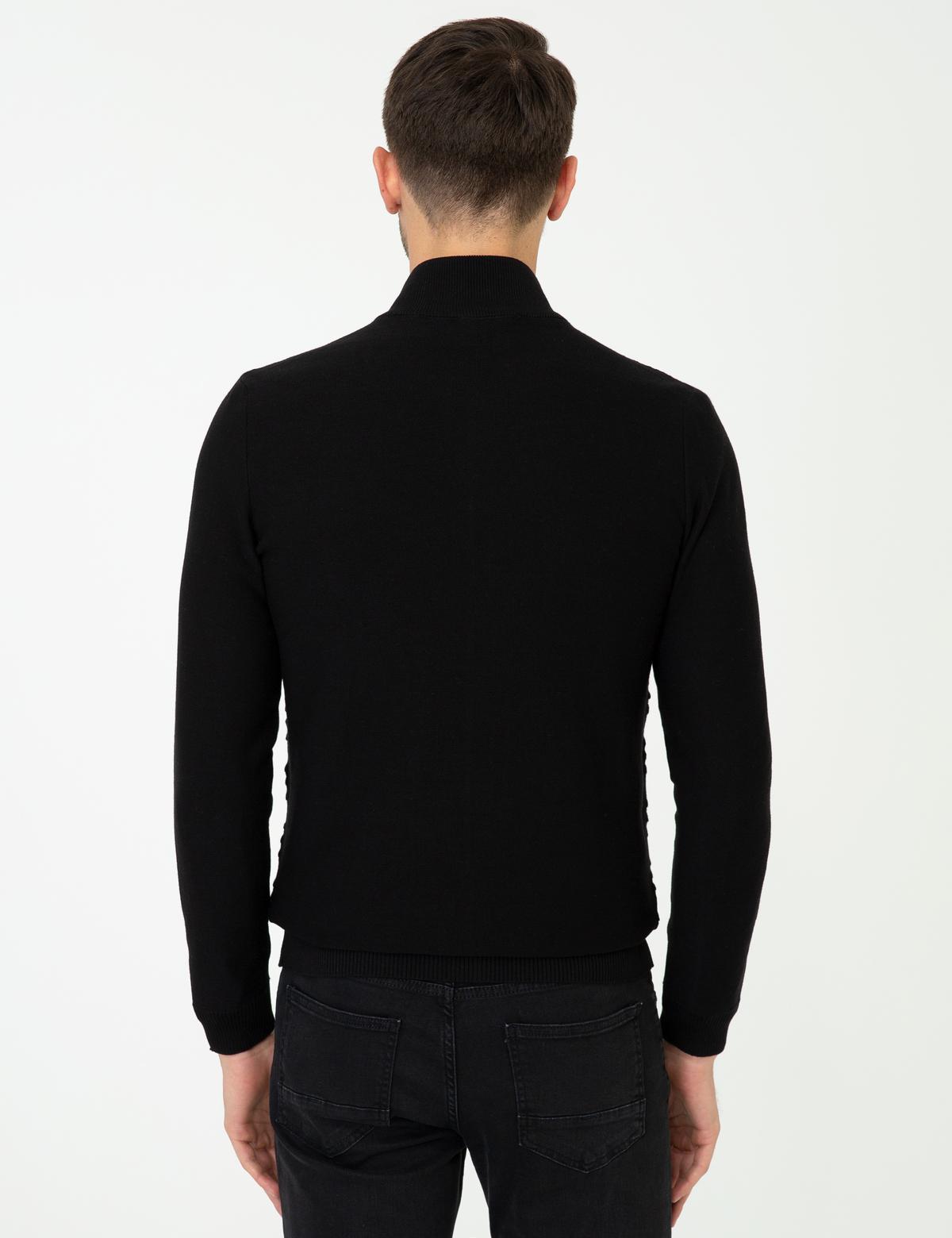 Siyah Slim Fit Triko Hırka - 50248510016