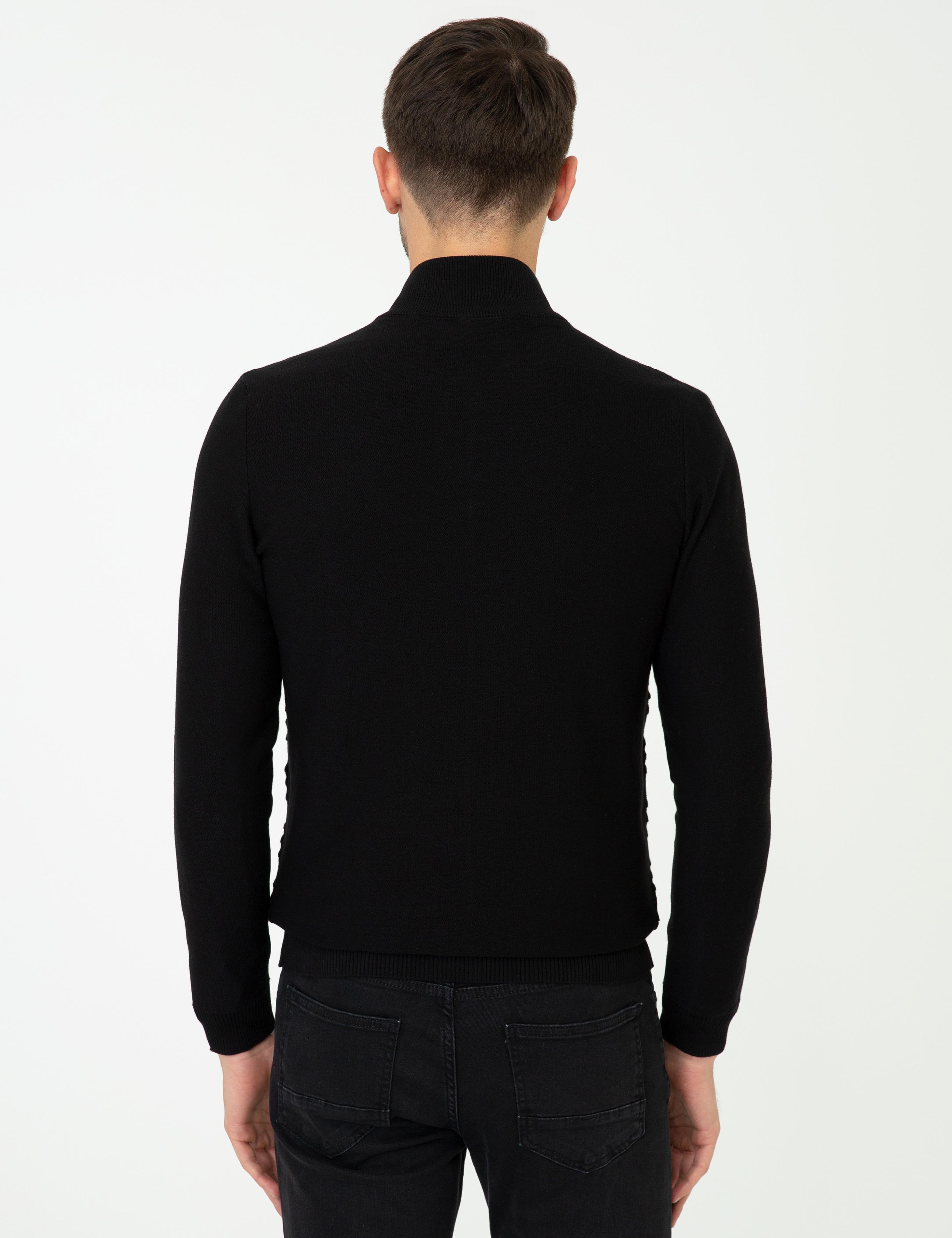 Siyah Slim Fit Triko Hırka