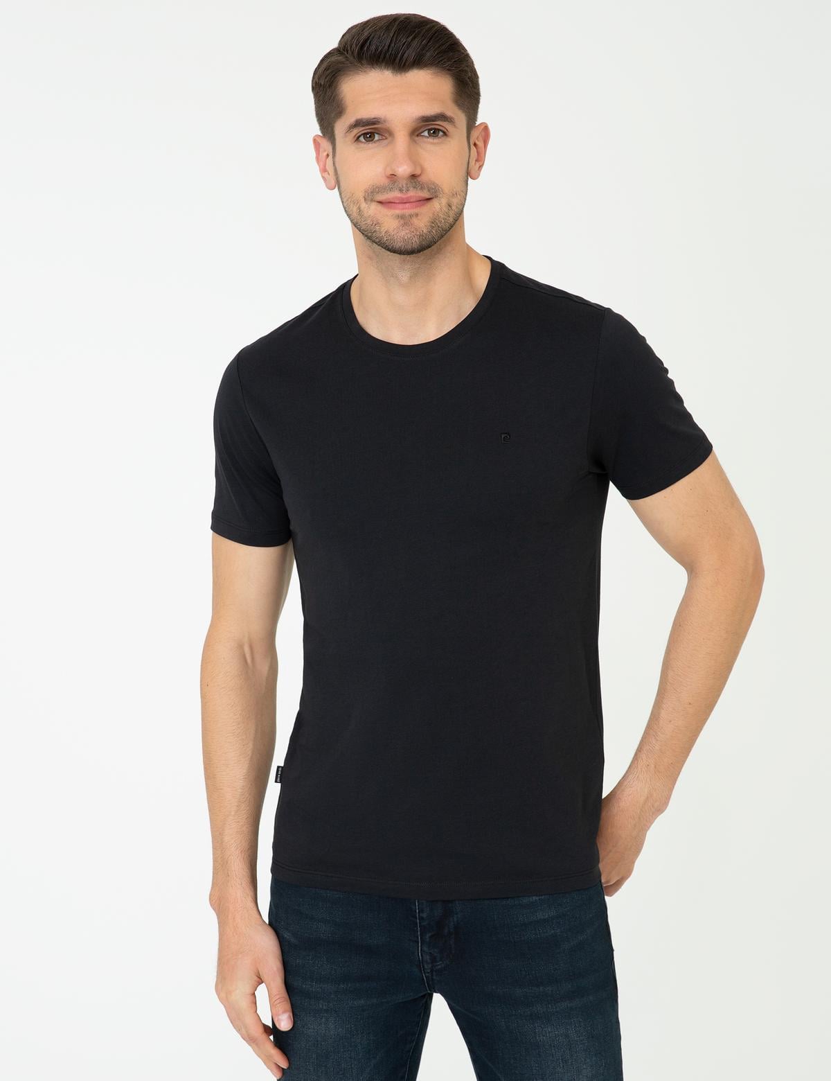 Siyah Slim Fit Bisiklet Yaka Basic Tişört